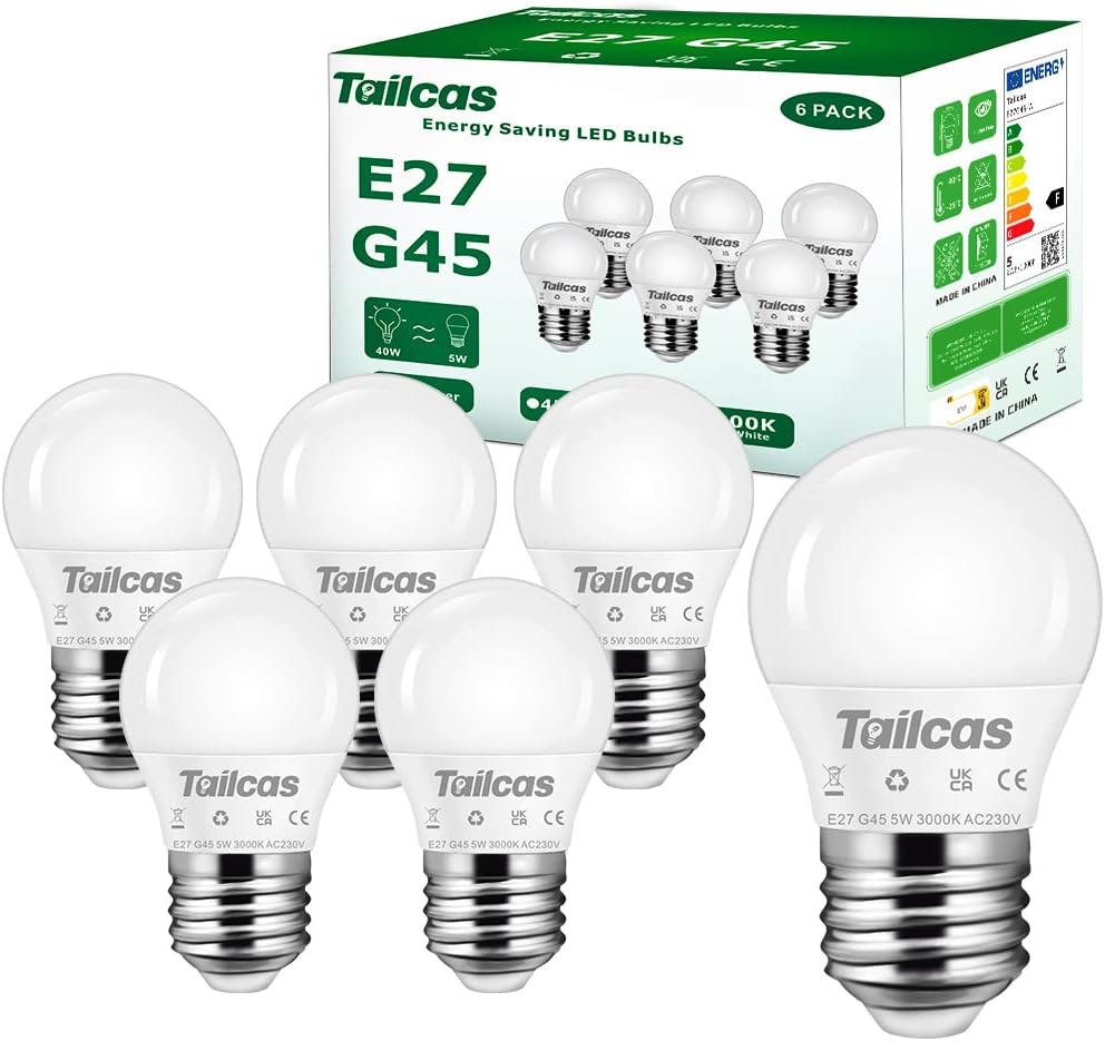 Tailcas E27 Screw Bulb 40W Equivalent, 5W ES LED E...