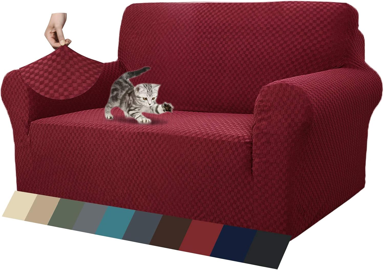MAXIJIN Newest Jacquard Sofa Covers for 2 Seater, Super Stretch Non Slip Love Se...