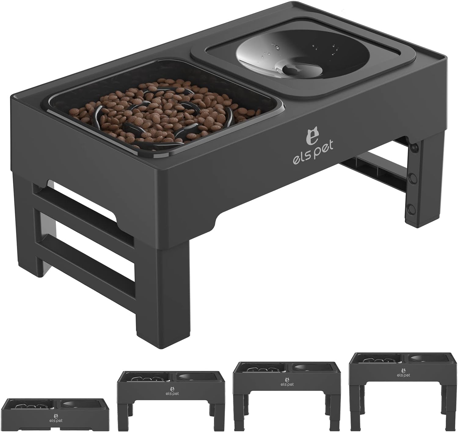 ELS PET Raised Dog Bowl, 2-in-1 Elevated Dog Bowl...