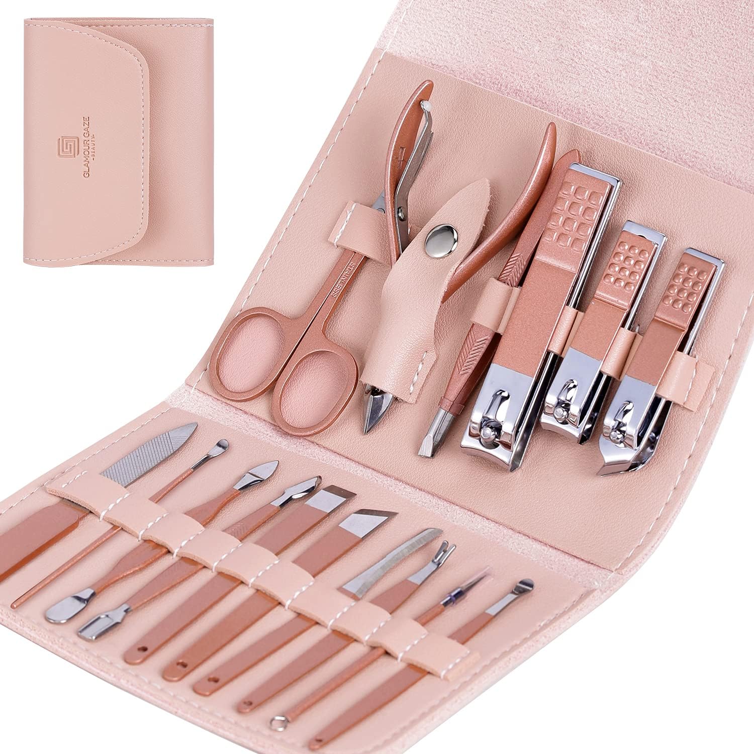 Manicure Set Glamour Gaze Manicure Pedicure Kit Nail Clippers 16 in 1 Profession...