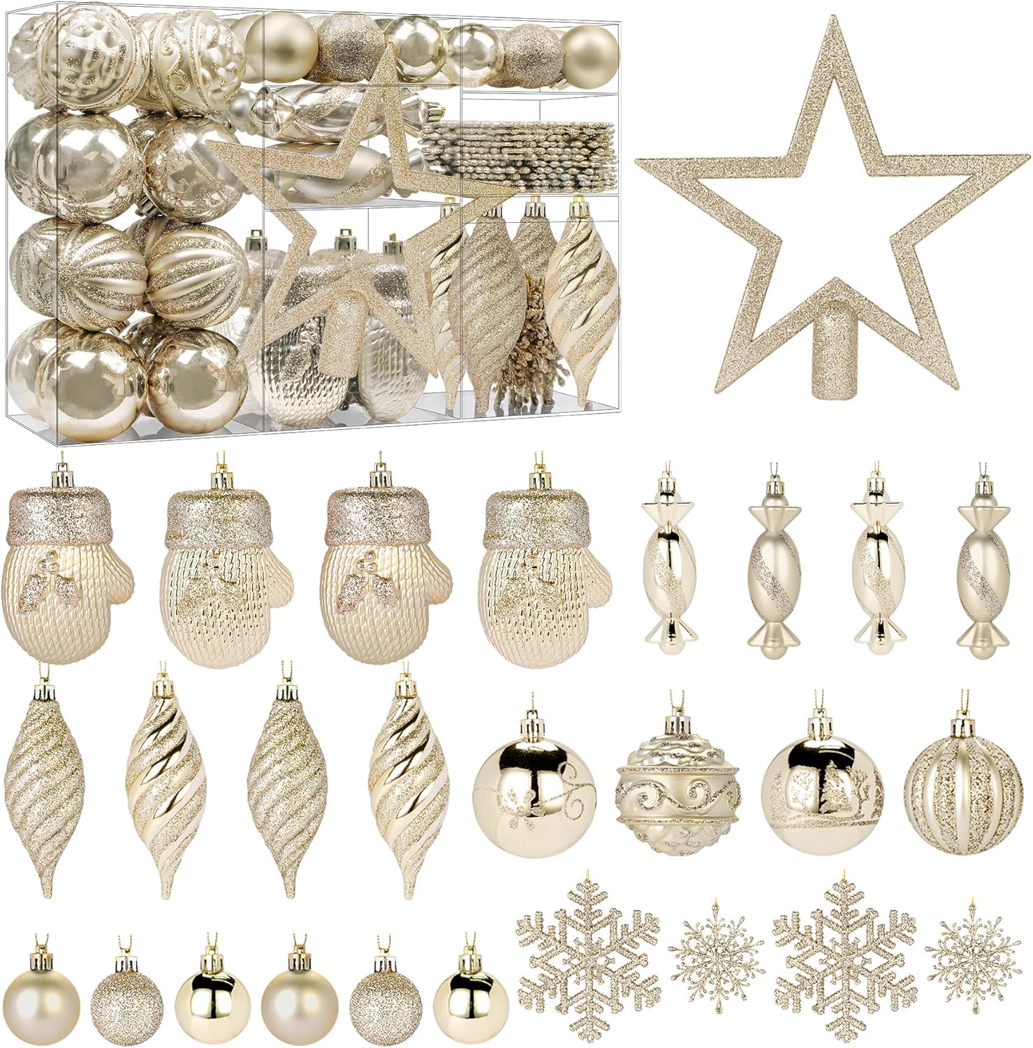 Alupssuc 80Pcs Christmas Baubles Ornaments Set, Christmas Tree Decorations, Shat...
