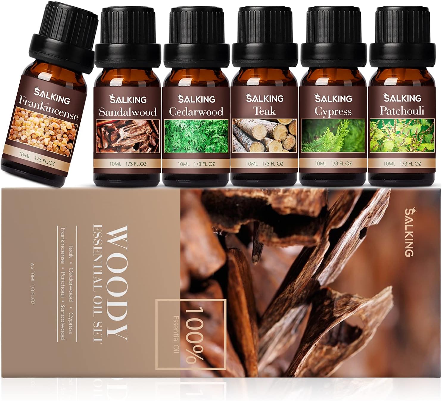 SALKING Woody Essential Oils Set for Men, 100% Pure Premium Aromatherapy Fragran...
