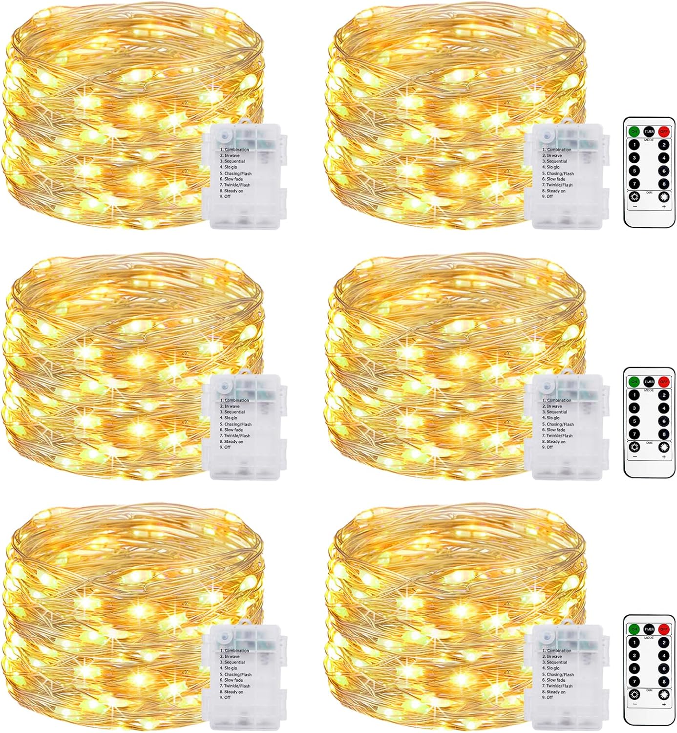 litogo Fairy Lights Battery Operated with Remote Timer, Waterproof & 8 Modes Str...