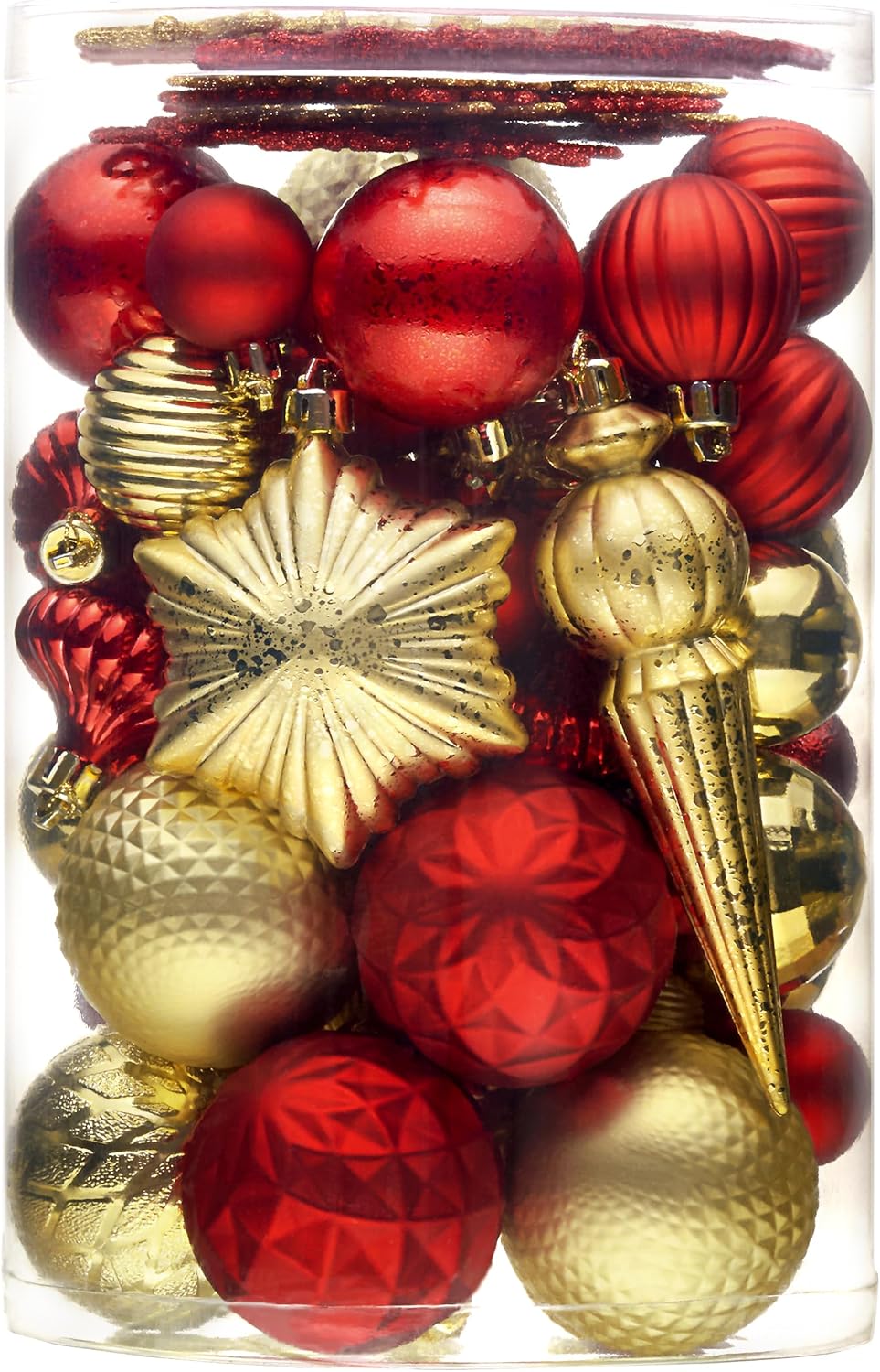Valery Madelyn Christmas Tree Decorations 60pcs, Gold and Red Xmas Baubles Shatt...