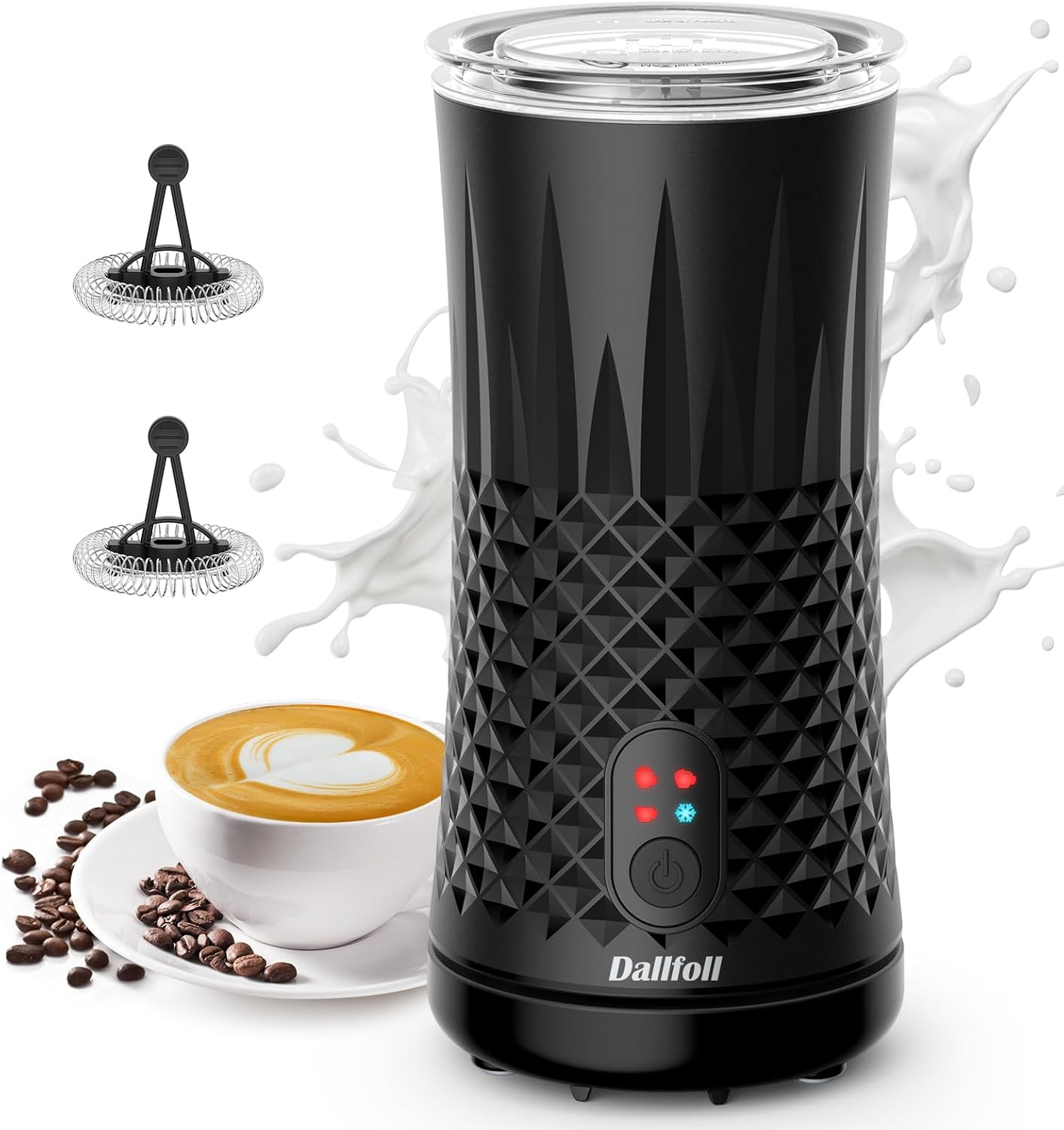 Dallfoll 4-in-1 Automatic Milk Frother, Electric Milk Steamer, Hot and Cold Milk...