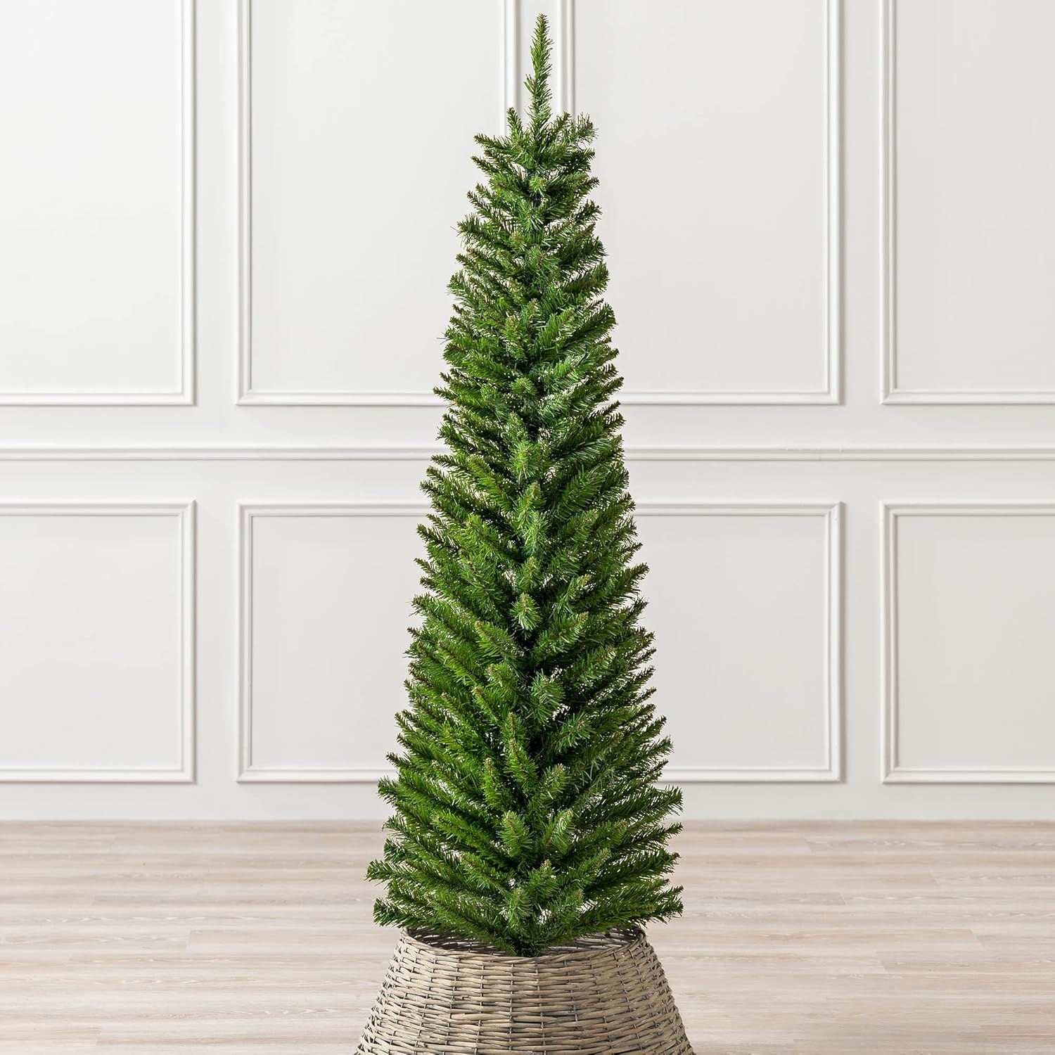 CHRISTOW Pencil Christmas Tree 5ft, Artificial Slim Narrow Green Spruce, Luxury...