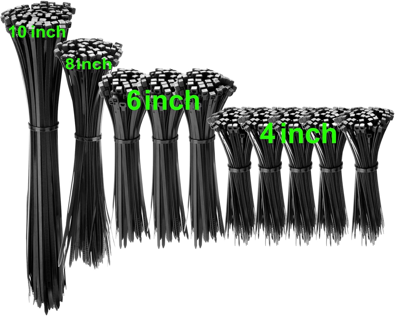 1000 Pack Cable Ties Black Zip Ties, Nylon Tie Wraps UV Resistant, Self Locking...