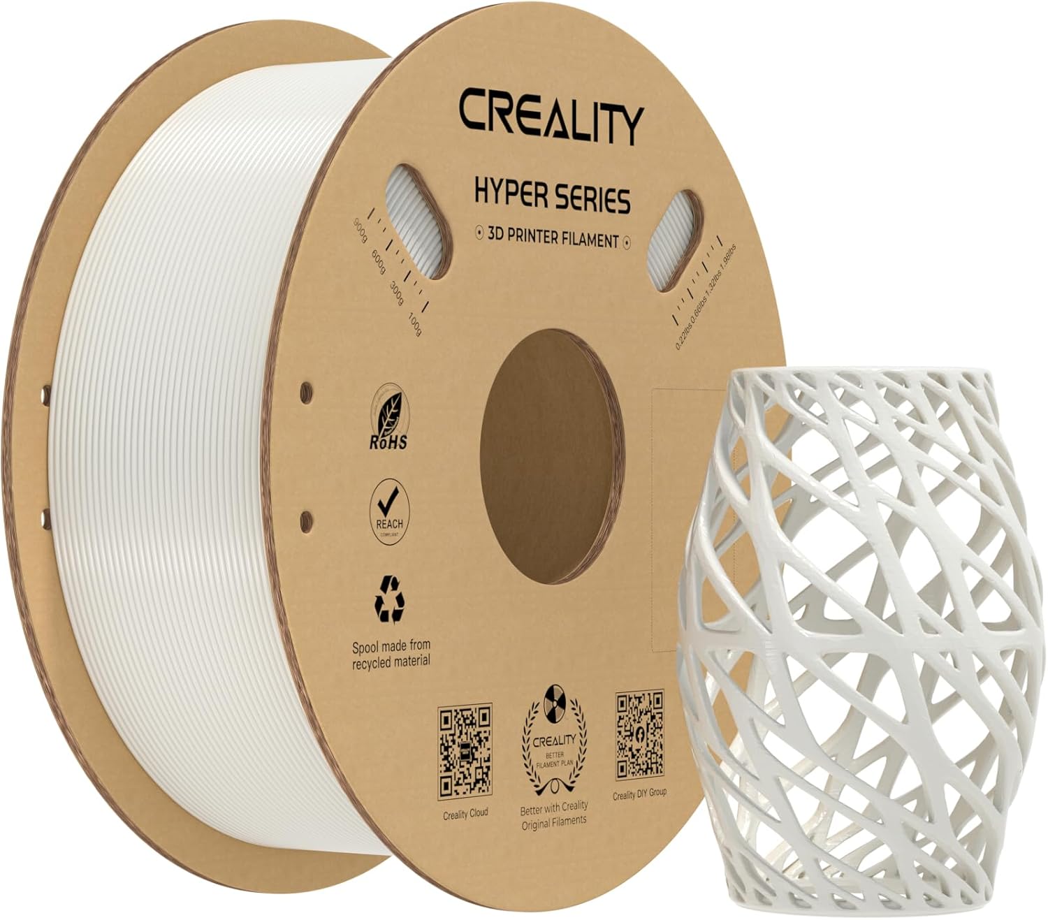 Creality Hyper PETG PLA Filament White 1.75mm for K1 Max, 3D Printer Filament De...