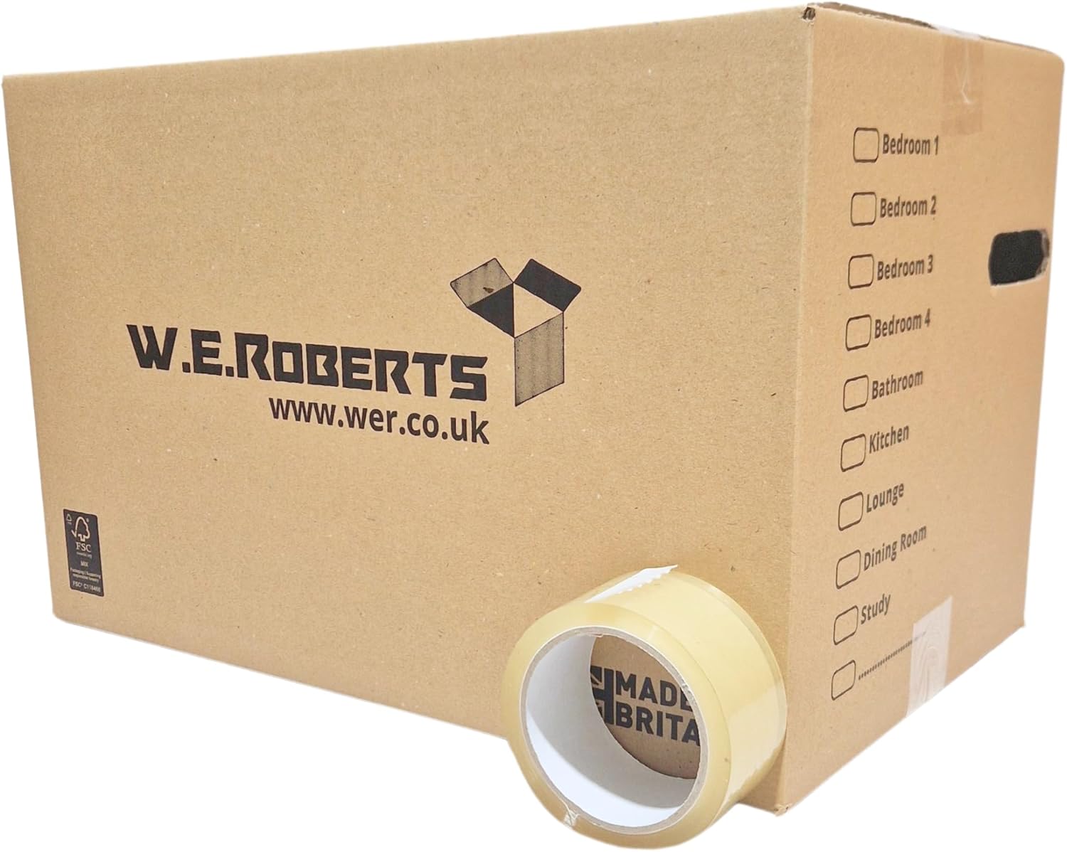 W.E. Roberts 20 Large Strong Cardboard House Moving Boxes with Carry Handles Roo...