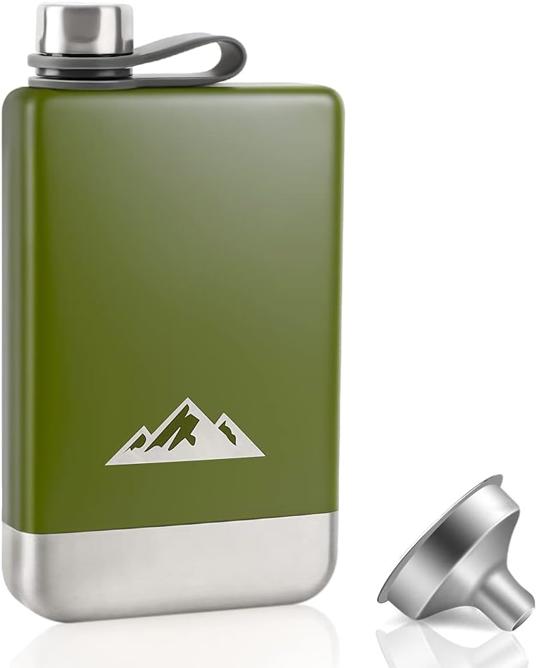 KWANITHINK Hip Flask, Stainless Steel 8oz Hip Flasks for Men with Funnel, Whiske...