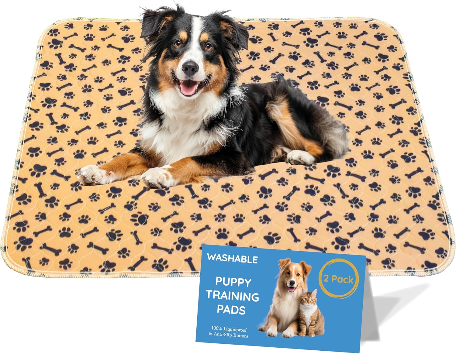 MAGNUS CREATIONS: Reusable Puppy Training Pads, (2-Pack) Washable Dog Pads, Very...