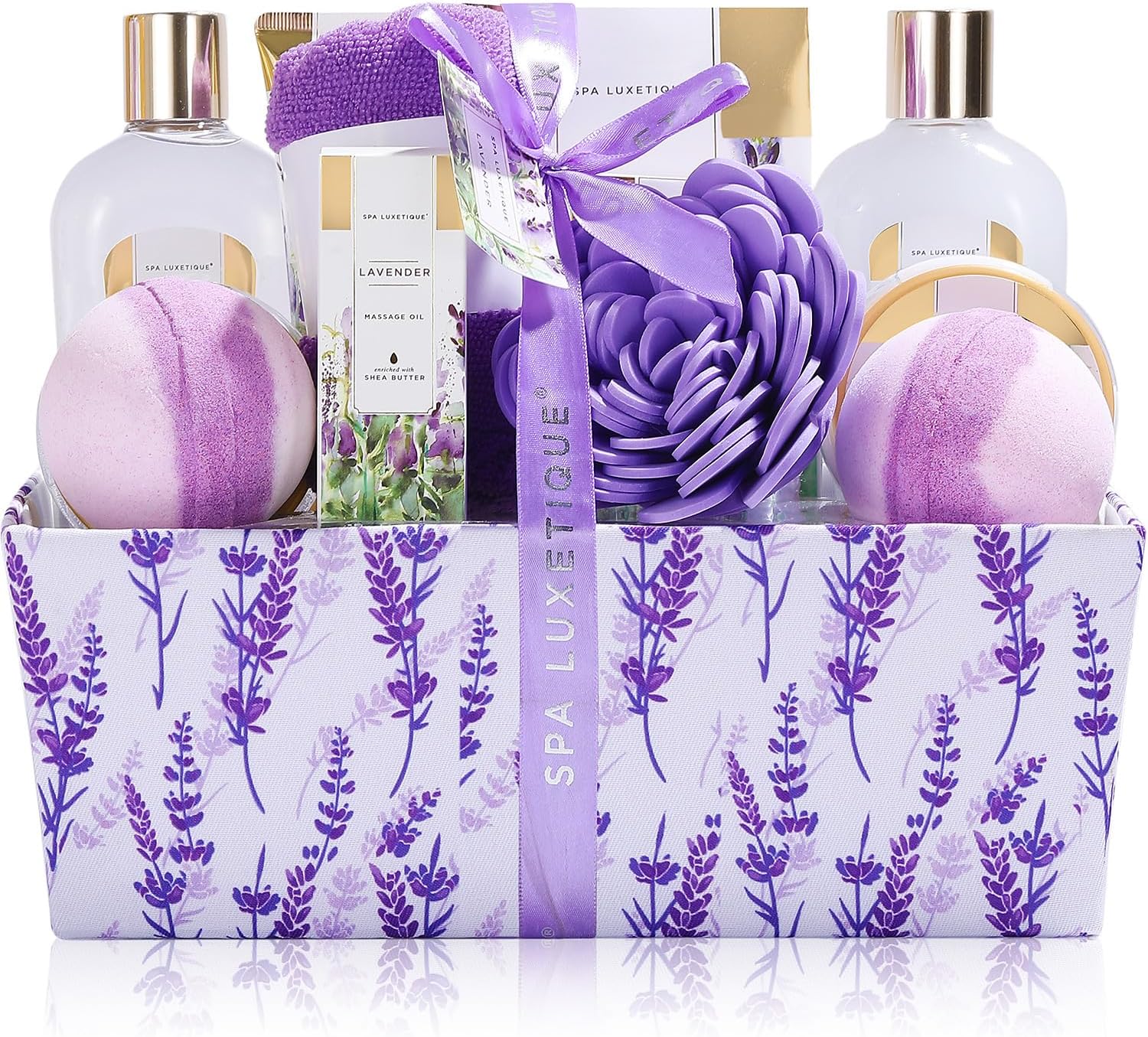 Spa Luxetique Spa Gift Set, 12pcs Lavender Bath Set, Gift Hampers for Women, Bat...