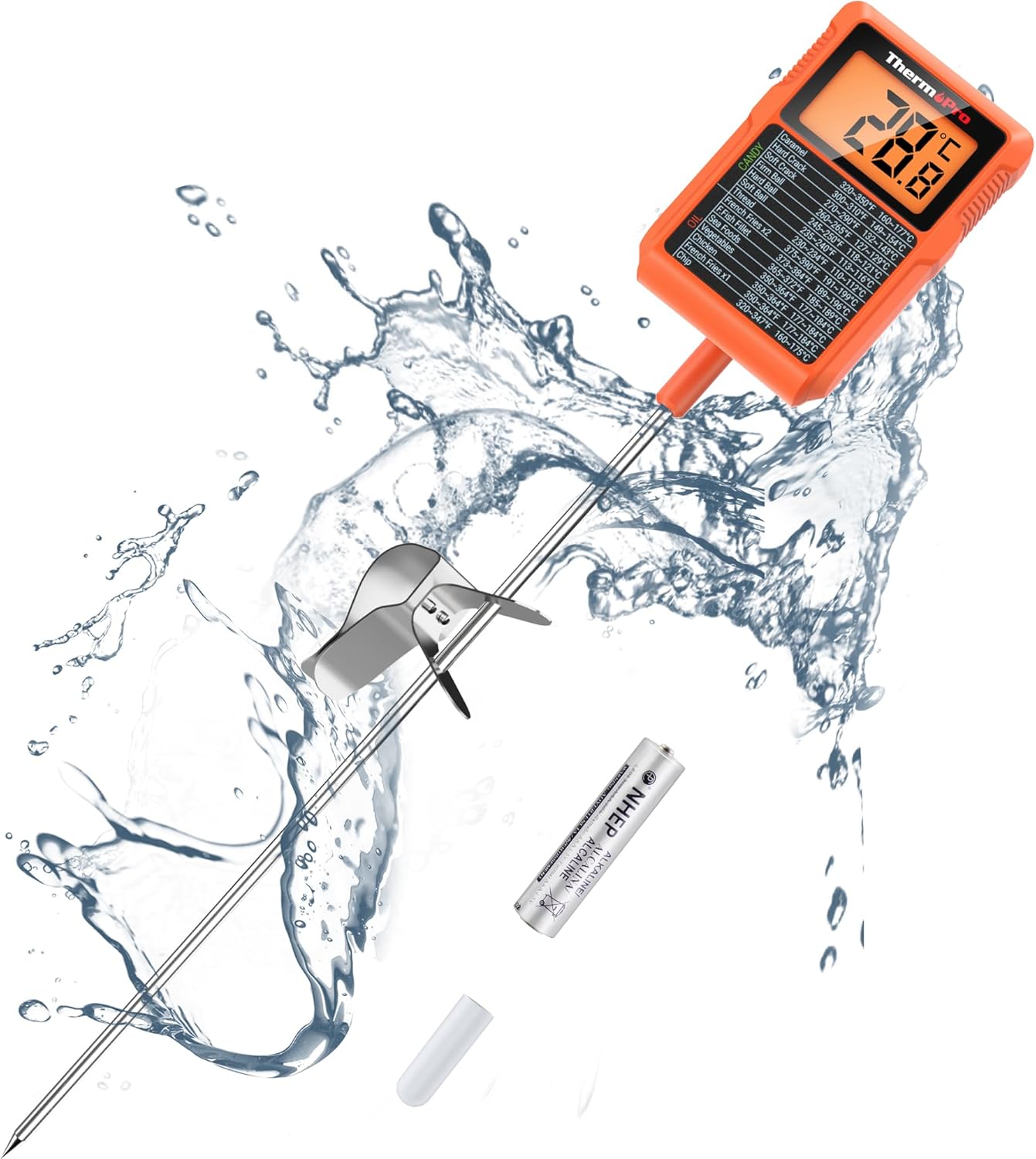 ThermoPro TP510 Waterproof Digital Candy Thermometer with Pot Clip, 20cm Long Pr...