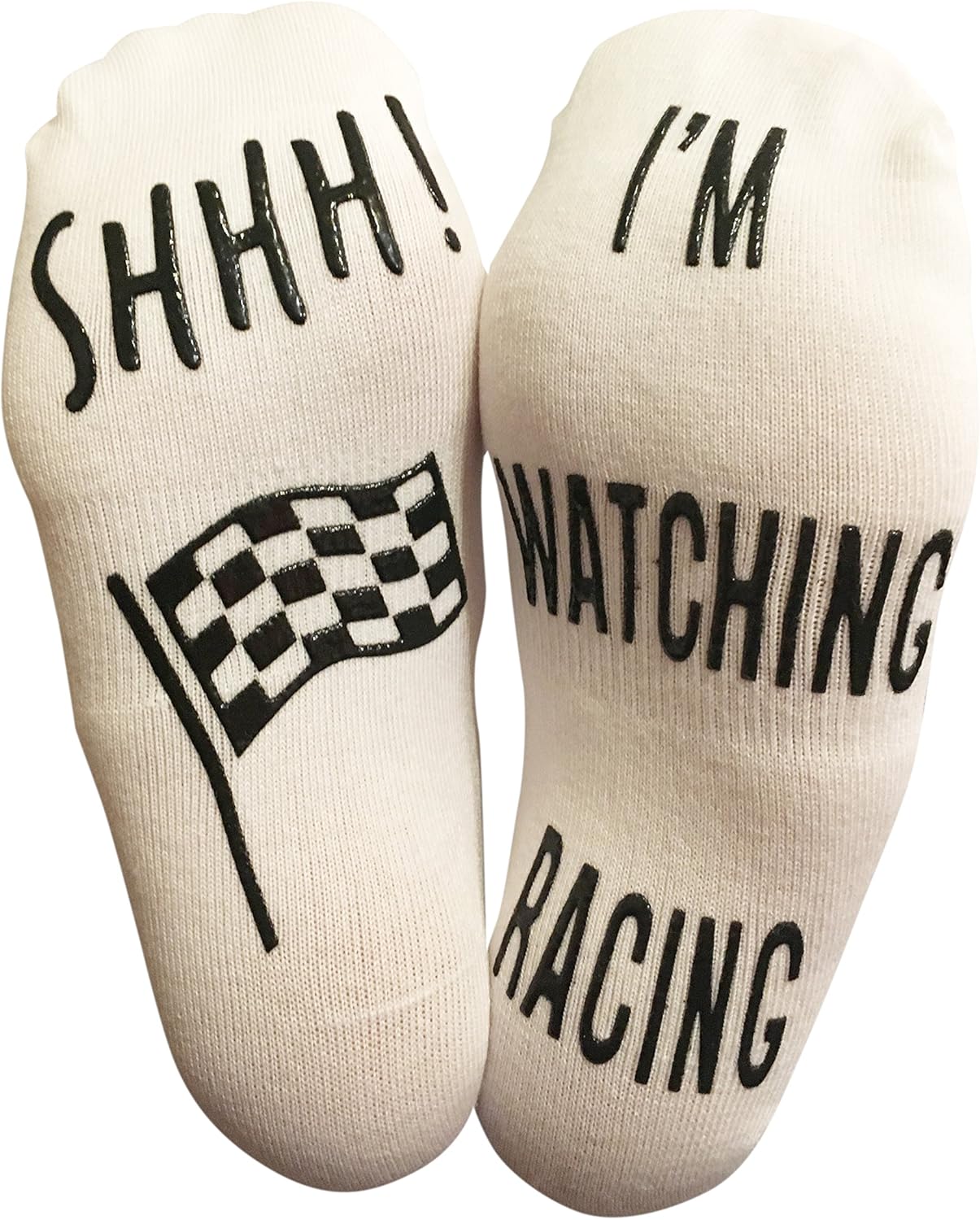 'Shhh I'm Watching Racing' Funny Lounge/ankle Socks - Great gift for racing fans...