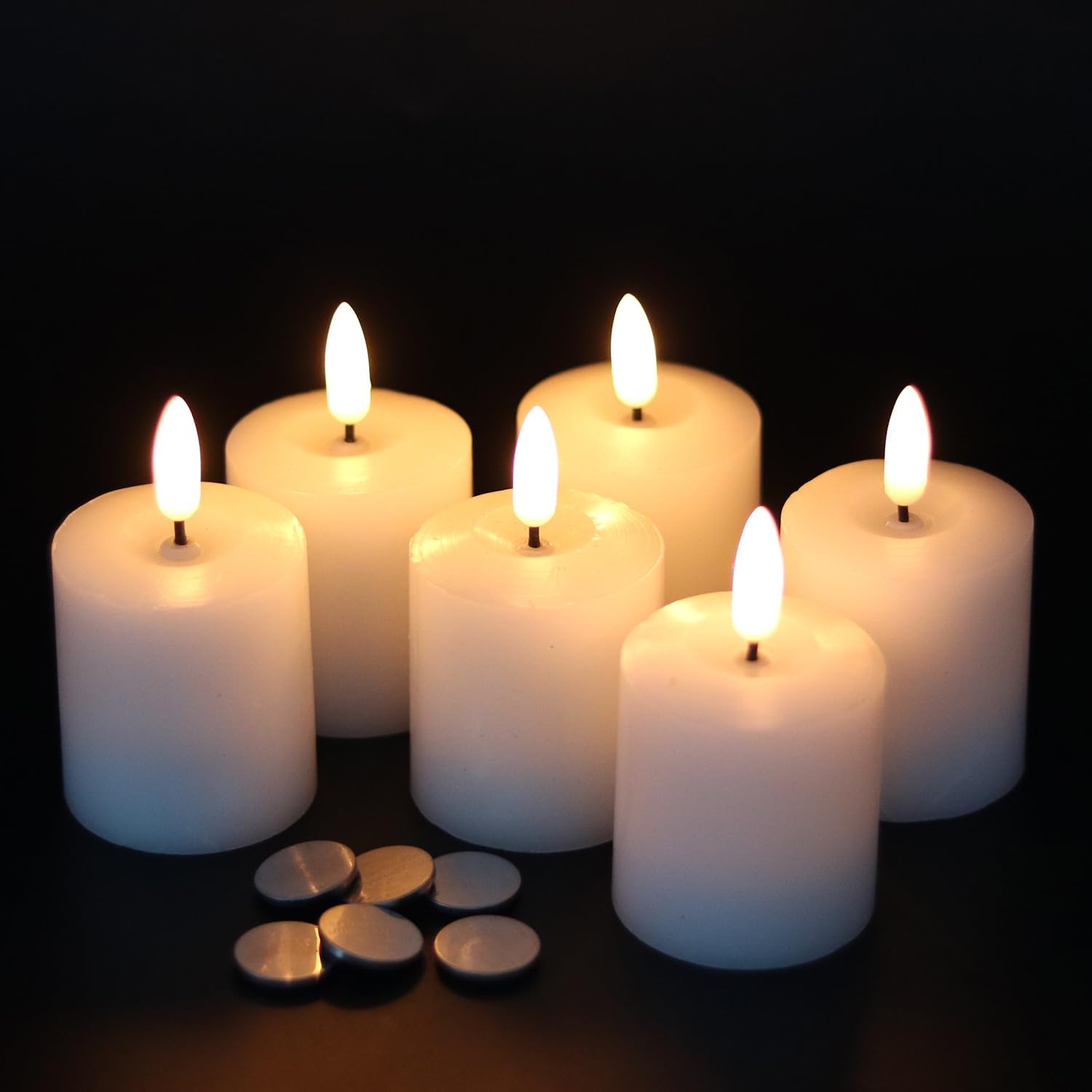 Eldnacele 3D Wick Flameless Candles with Timer Realistic Flickering Battery Oper...