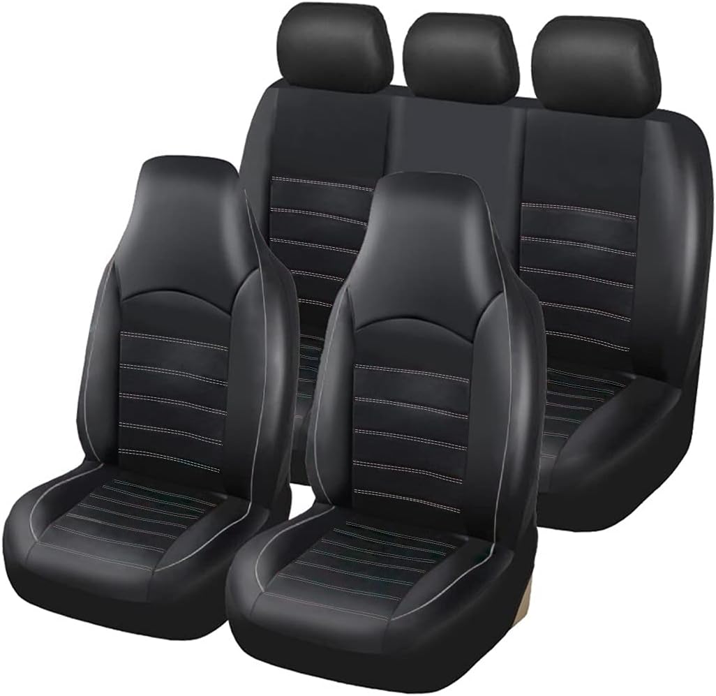 TOYOUN Classic Universal PU Leather Car Seat Covers Full Set High Back Bucket Se...