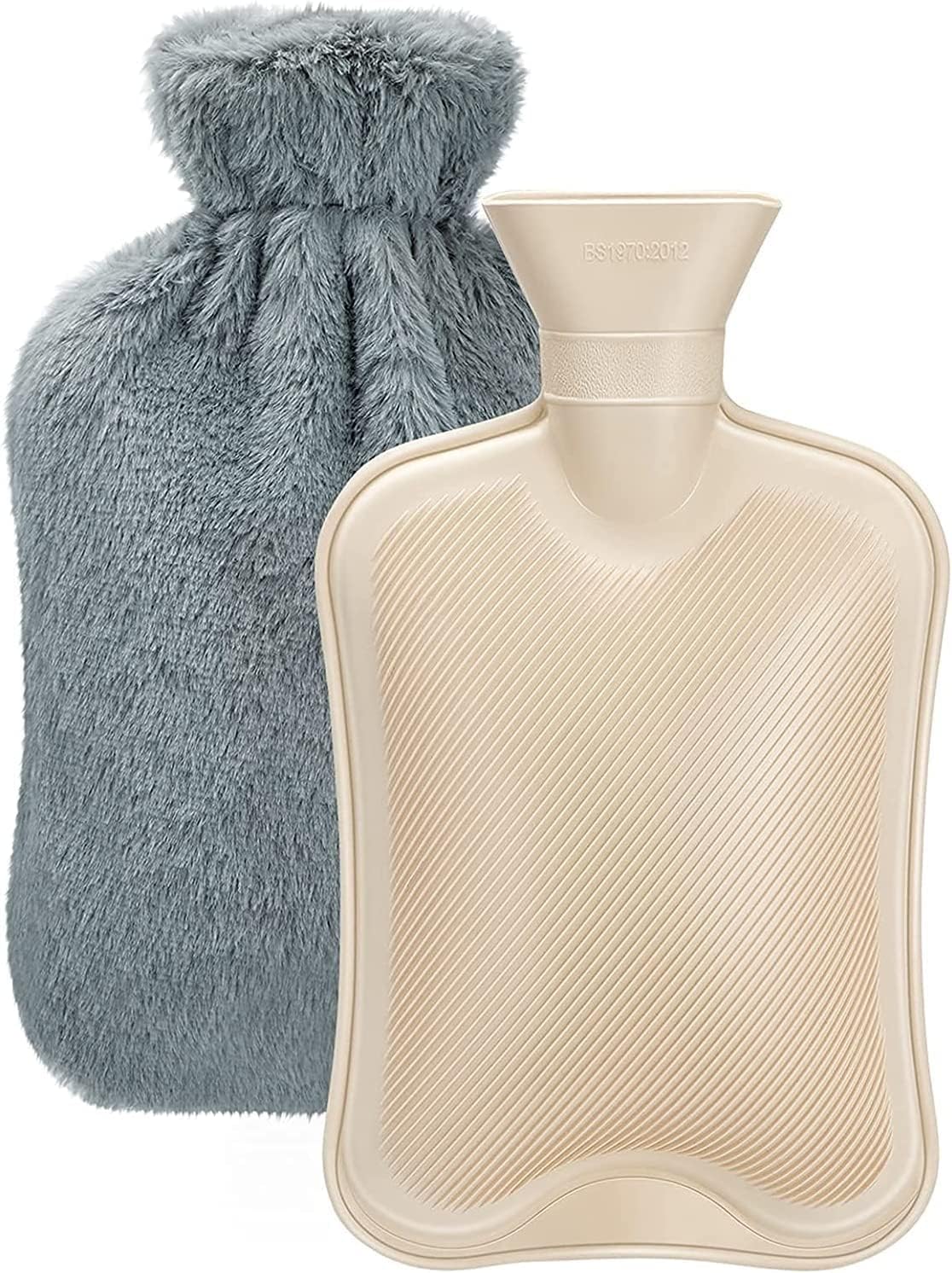Hot Water Bottle with Cover, 2L Large Capacity, Premium Natural Rubber Hot Water...