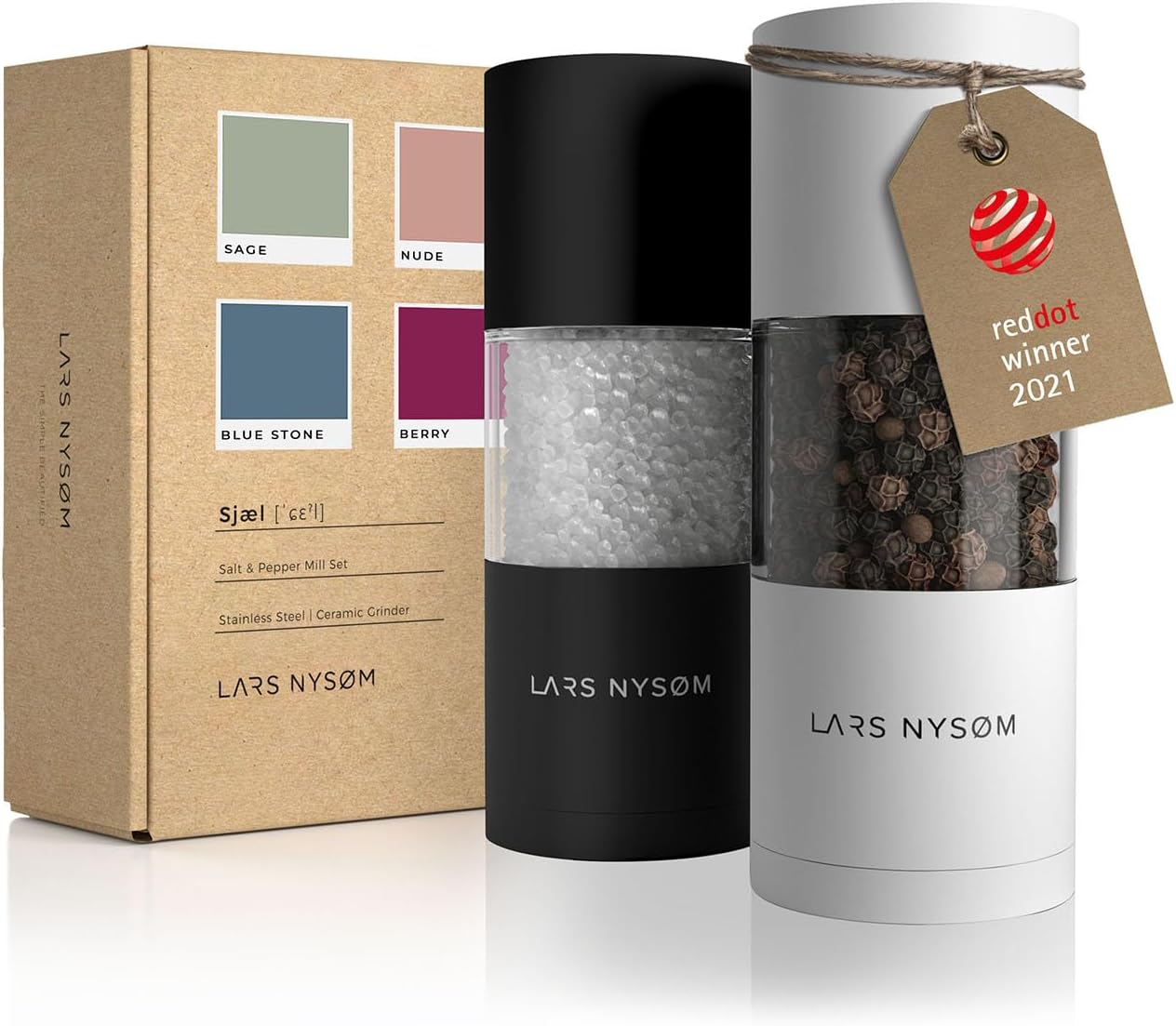 LARS NYSØM Salt and Pepper Grinder Set I Salt and Pepper Mills with Adjustable C...