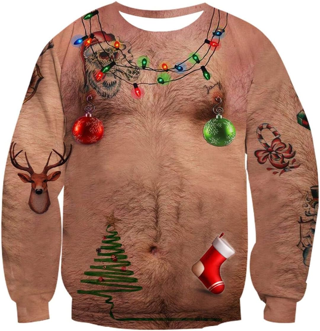 Belovecol Unsiex Ugly Christmas Pullover Sweatshirts 3D Print Novelty Xmas Long...