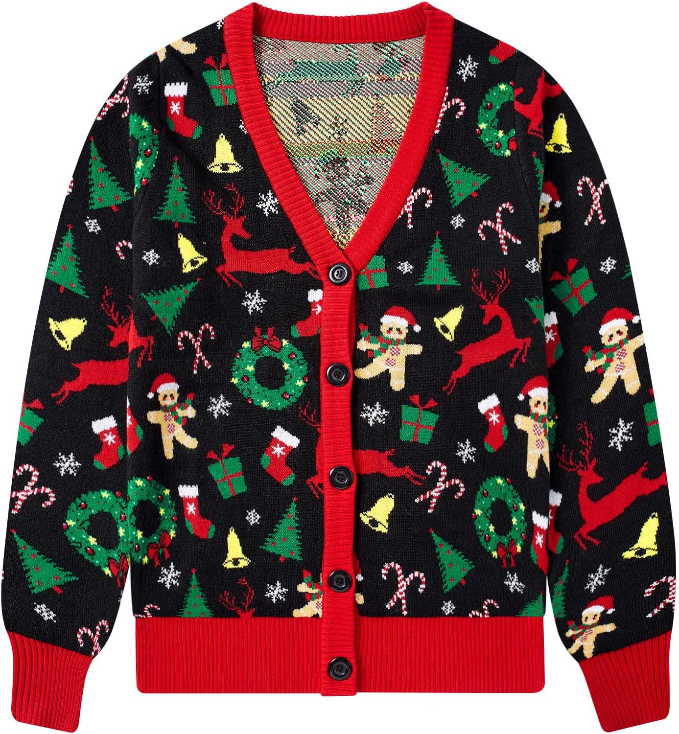 ALISISTER Women Ugly Christmas Cardigan Sweater Long Sleeve Button Down Cozy V N...