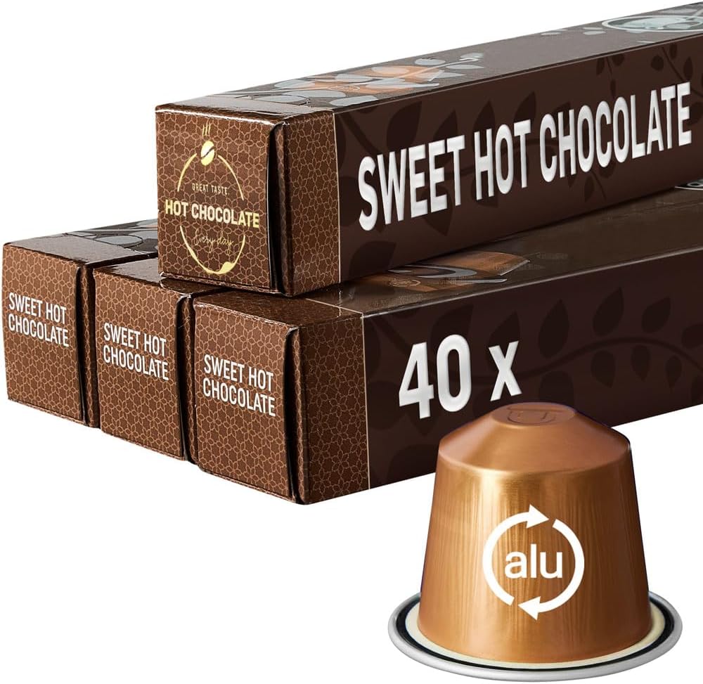 HOT CHOCOLATE Pods | Compatible with Nespresso | 40 Alu Capsules | Perfect for a...