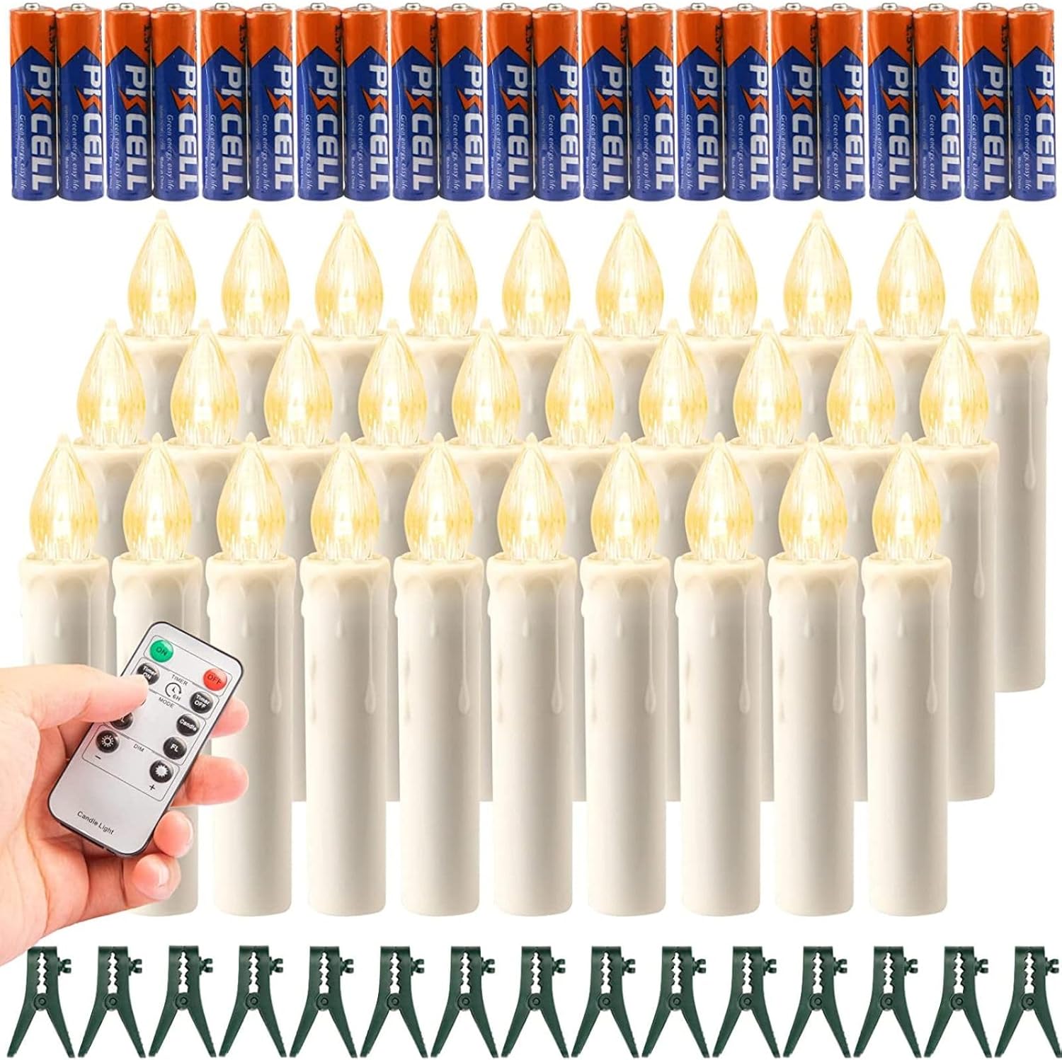 Koopower 30 LED Candles with Timer & Batteries, Battery Operated Waterproof Dimm...