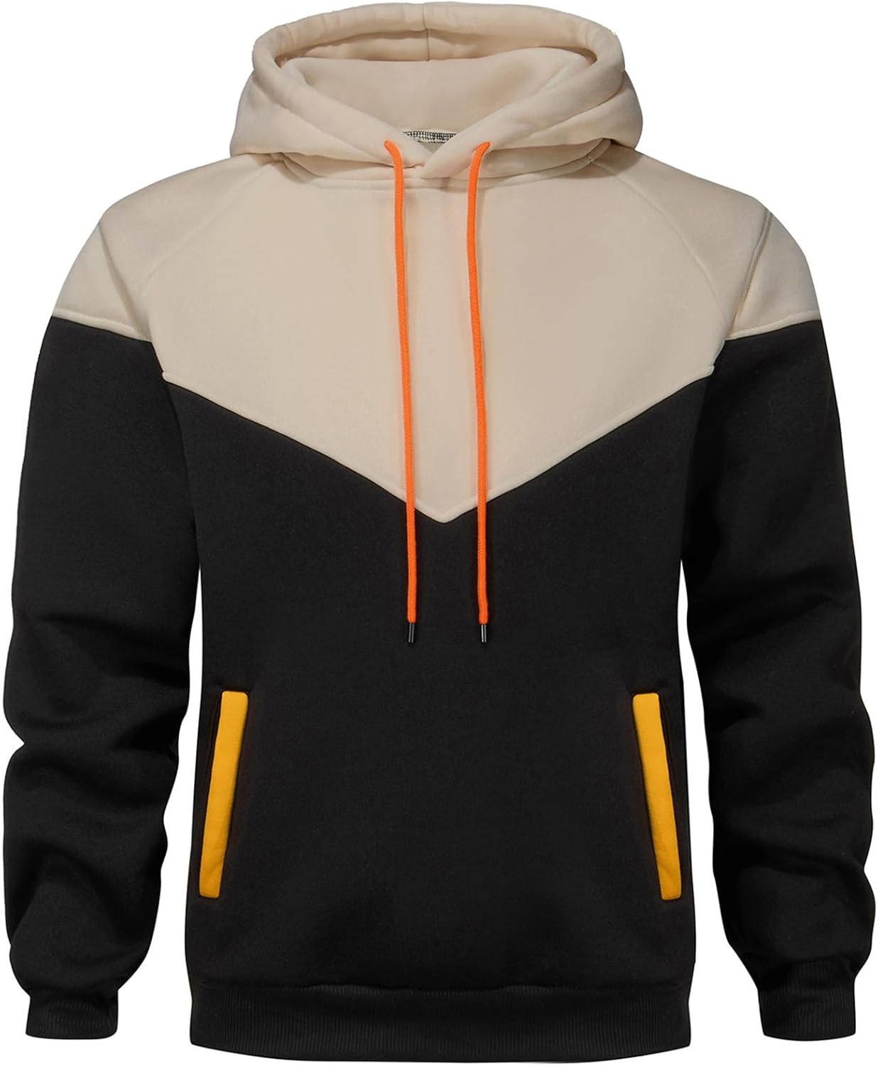 comefohome Mens Hoodie Pullover Color Block Sweatshirts Long Sleeve Hoody Drawst...