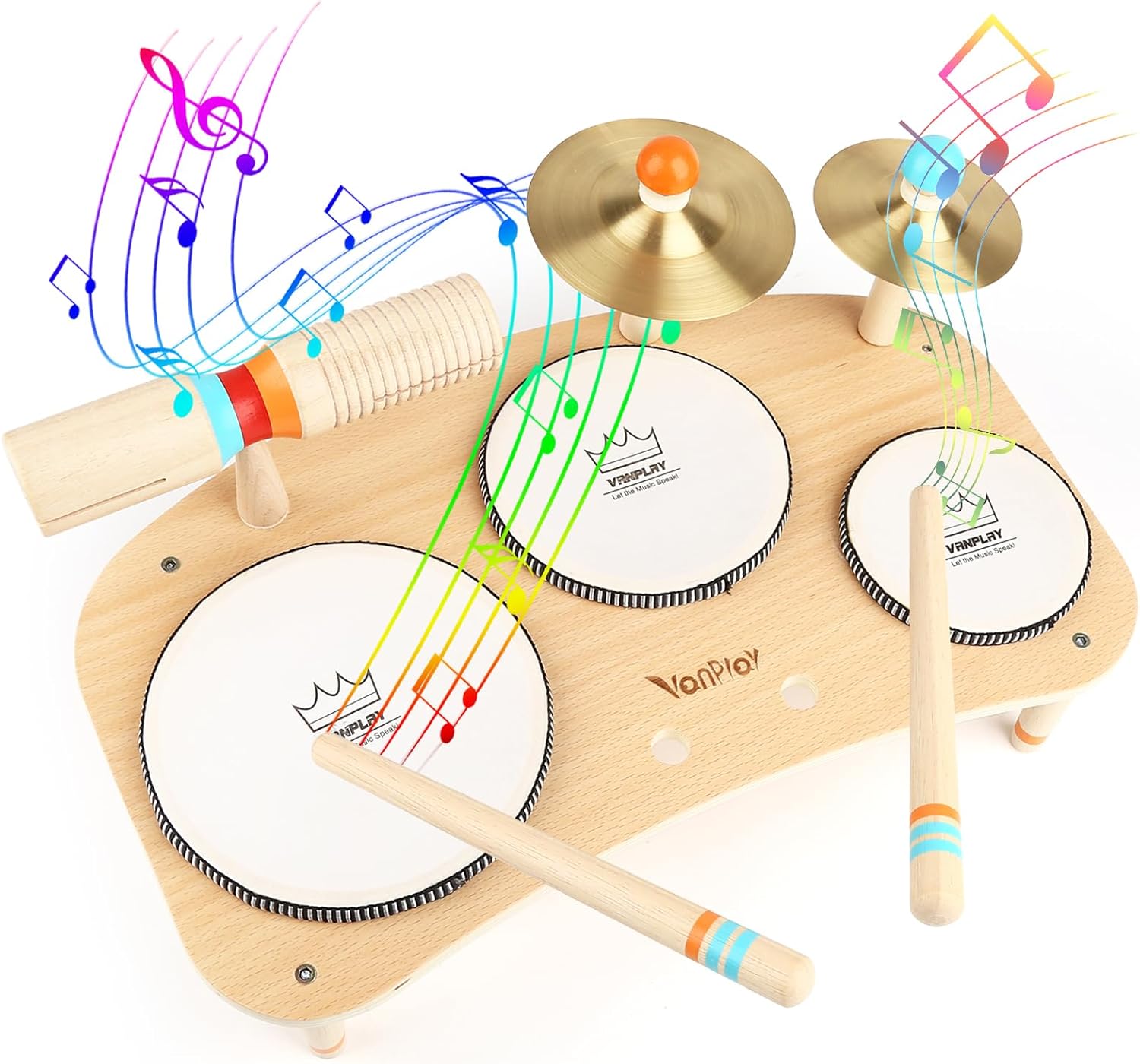 Wooden Toys Kids Drum Kit Musical Instruments For Toddlers Baby Drum Musical Toy...