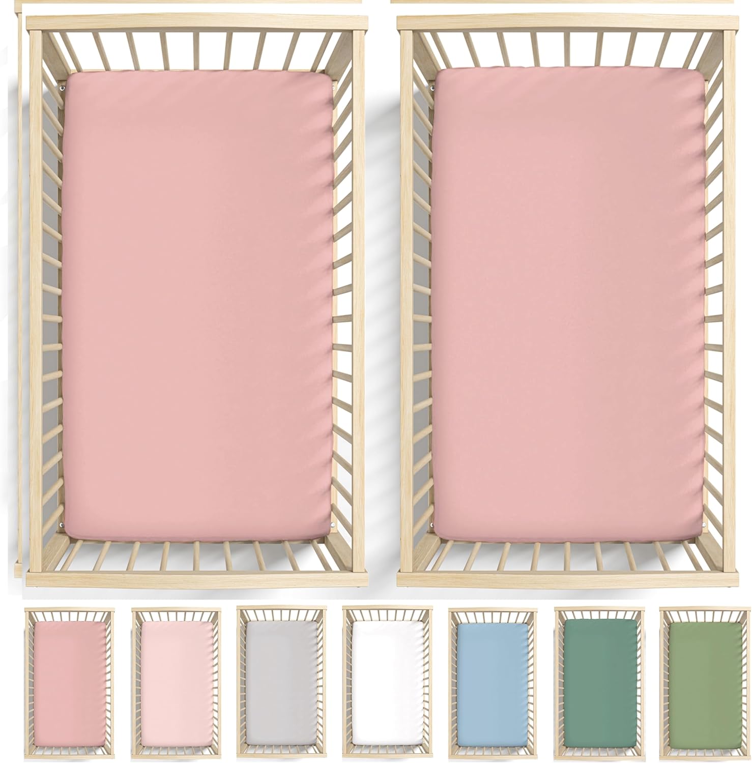Bunnyjik 2 x GOTS Organic Next To Me Crib Sheets - Double Thickness - Ultra Soft...