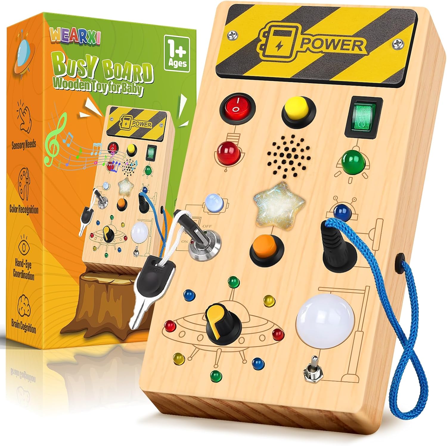 WEARXI Montessori Busy Board With Music for Toddlers, Baby Toys for 1-5 Year Old...