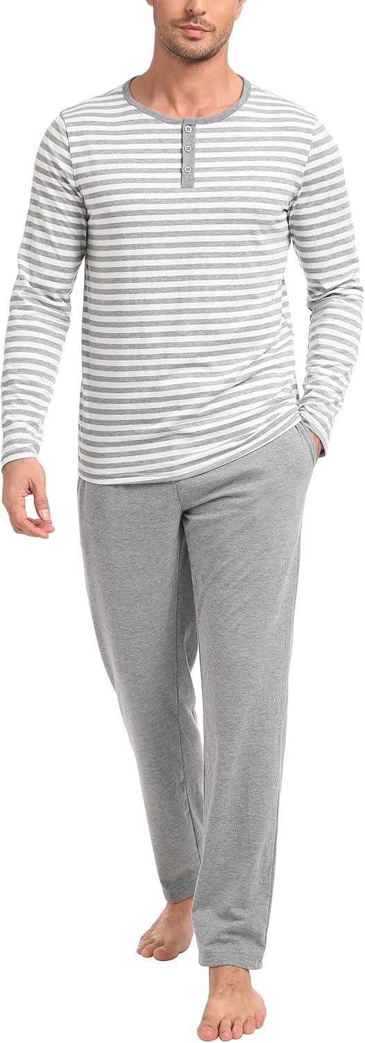 Marvmys Mens Pyjamas Men Soft Pyjamas Set Traditional 2 Piece Pjs with Long Slee...