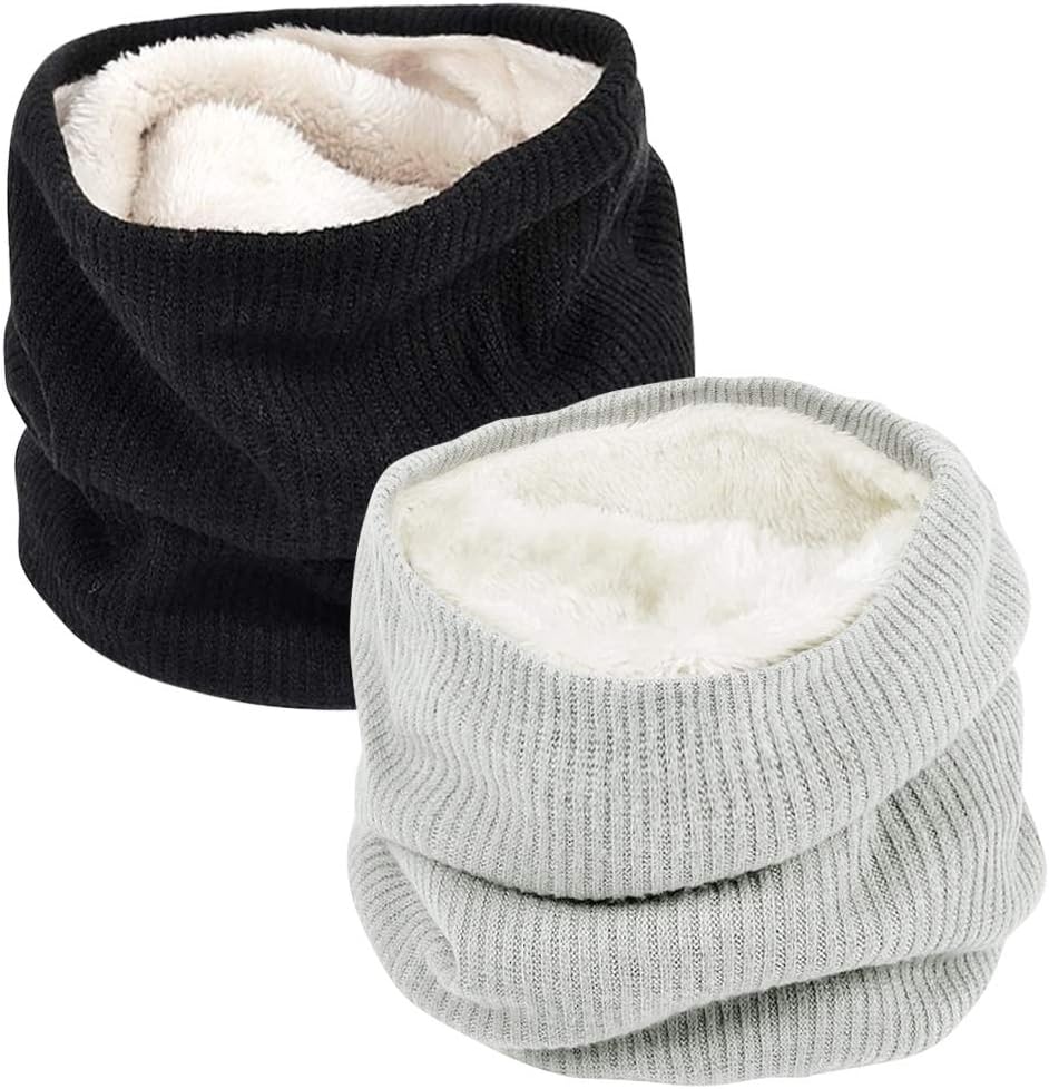 Unisex Winter Neck Warmer Thermal Lined Infinity Knitted Snood Scarf for Mens Wo...