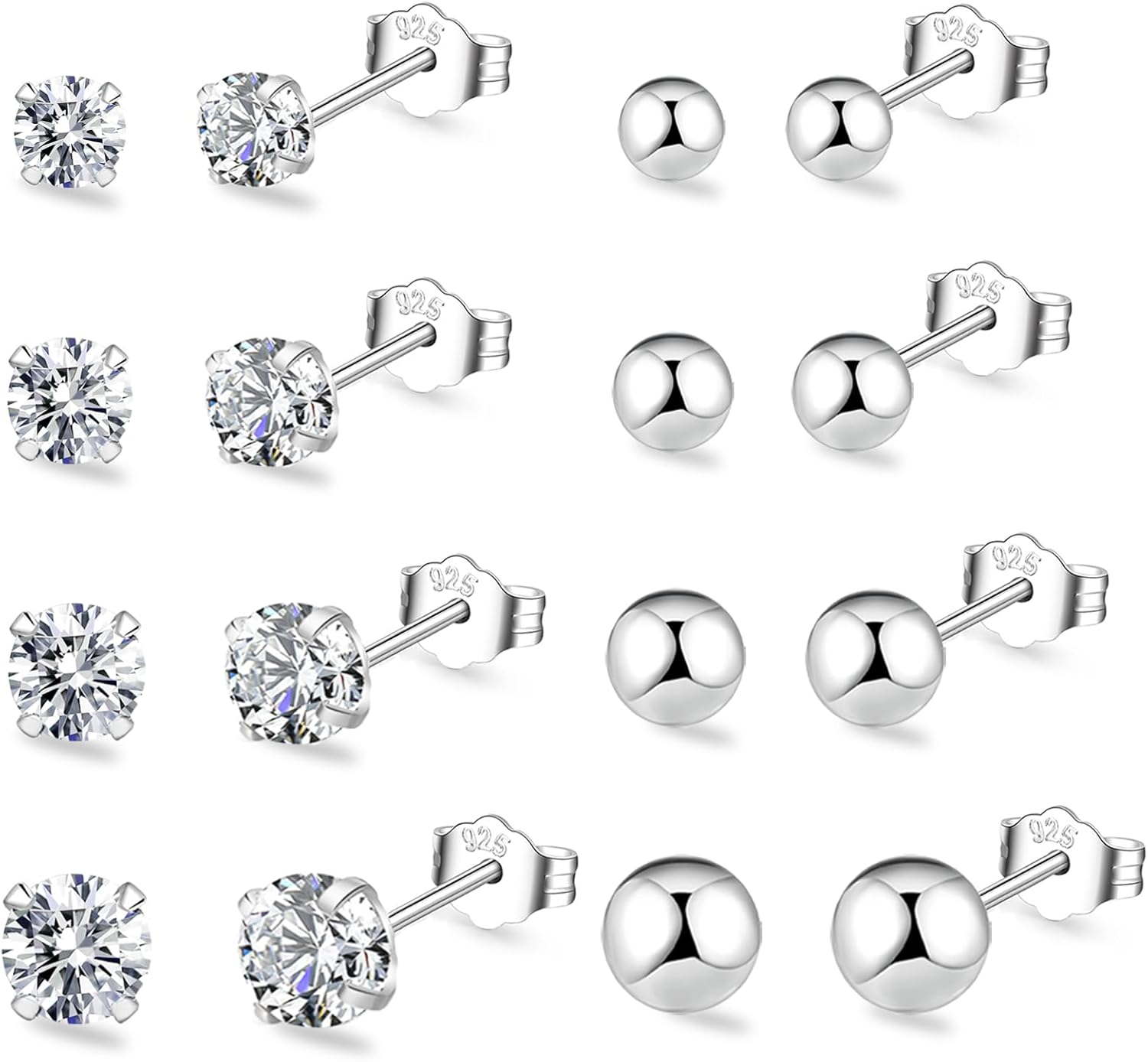 RANKEEF Sterling Silver Stud Earrings for Women Girls Hypoallergenic Sleeper S92...