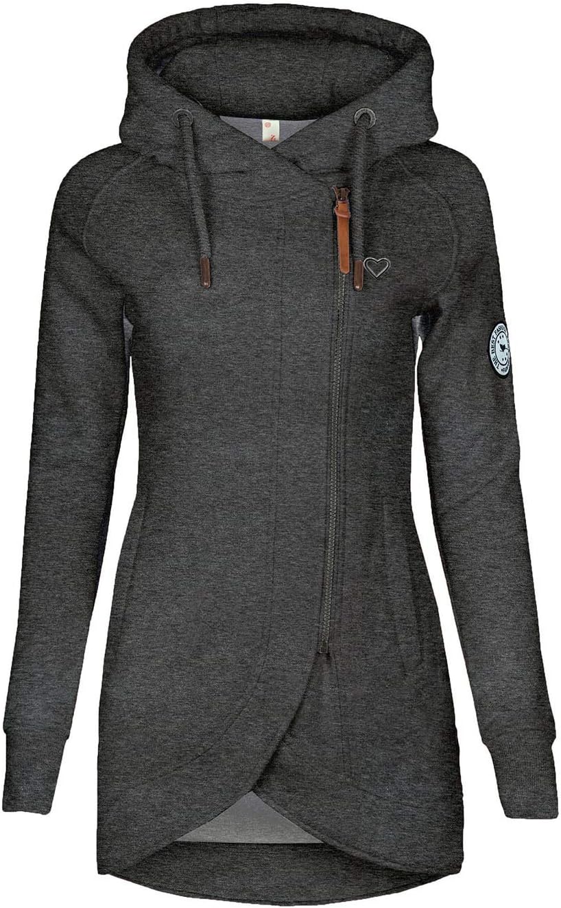 ELFIN Women's Long Sleeve Zipper Hoodies Sweatshirt Jumper Jacket Coat Outwear P...