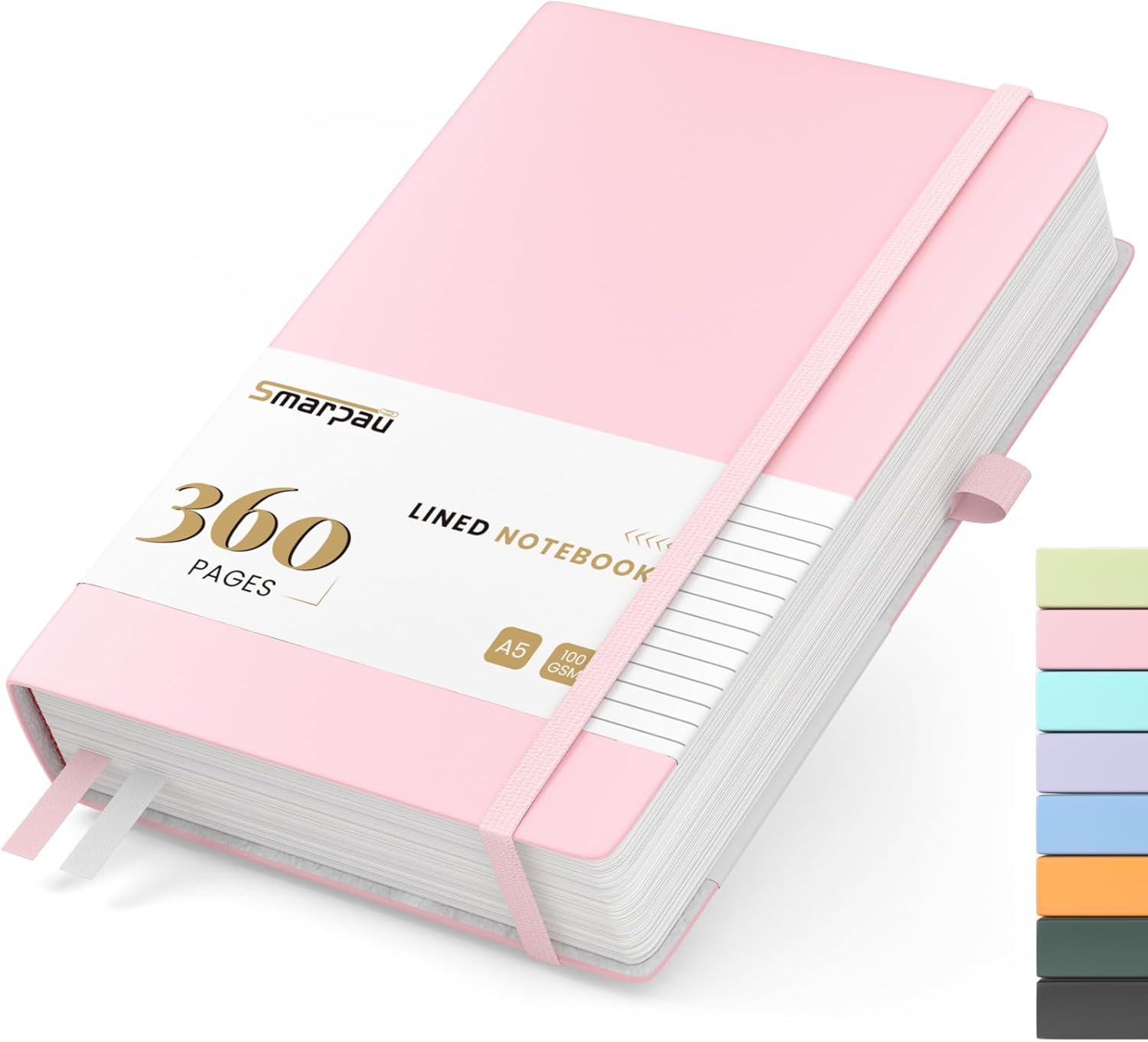 Smarpau Notebook A5 Lined Journal - Leather Journal Notebook with 360 Pages 100g...