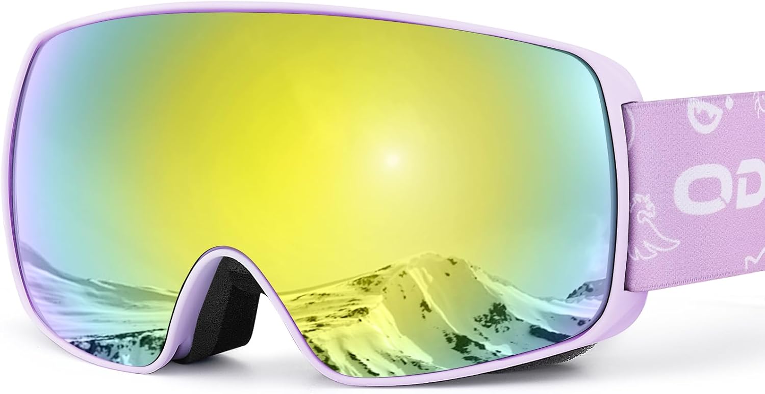 Odoland OTG Ski Goggles for Kid, UV Protection and Anti-Fog Len for Children and...