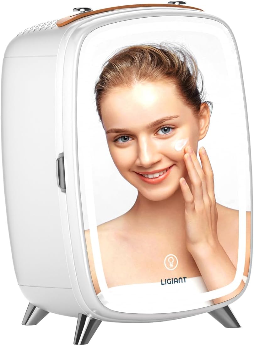 LIGIANT Skincare Fridge, With 3-Level Dimmable LED Light Mirror, Low Noise Mini...
