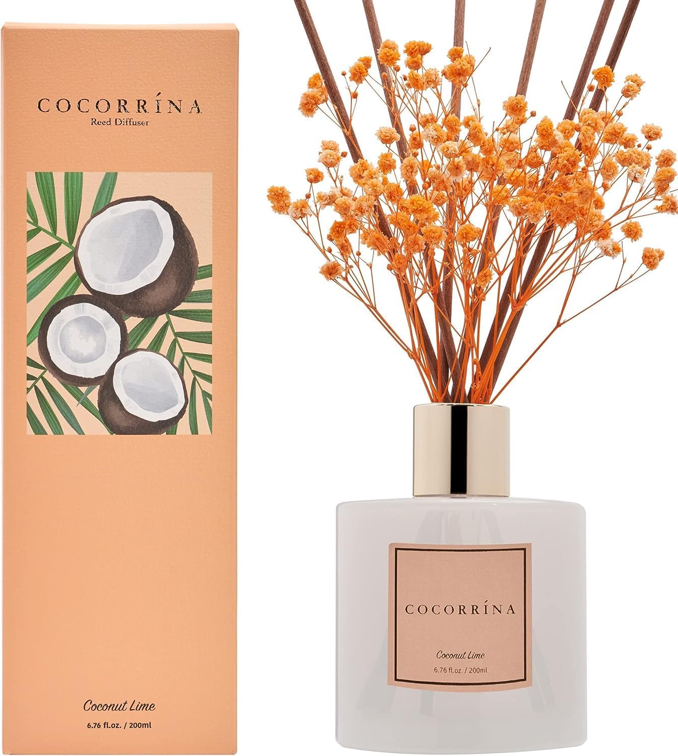 Cocorrína Reed Diffuser Sets- 200ml Coconut Lime Scented Diffuser with Sticks Ho...