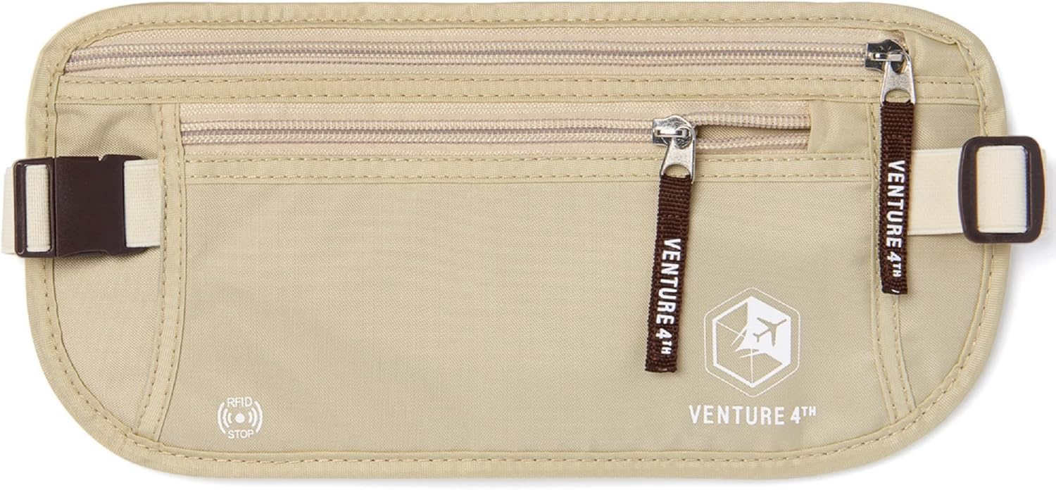 VENTURE 4TH Travel Money Belt - Slim Passport Holder RFID Blocking Travel Pouch...
