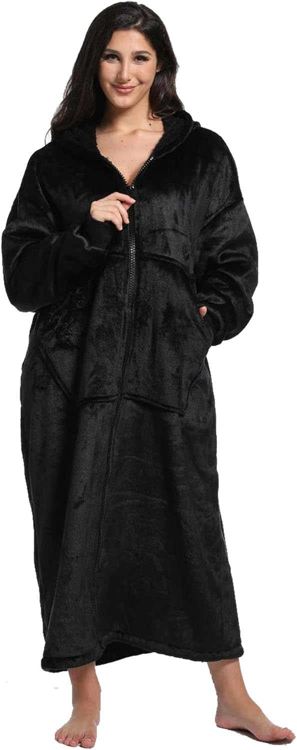 FUSSEDA Oversized Wearable Blanket Sweatshirt, Thick Warm Fleece Cozy Sherpa Hoo...