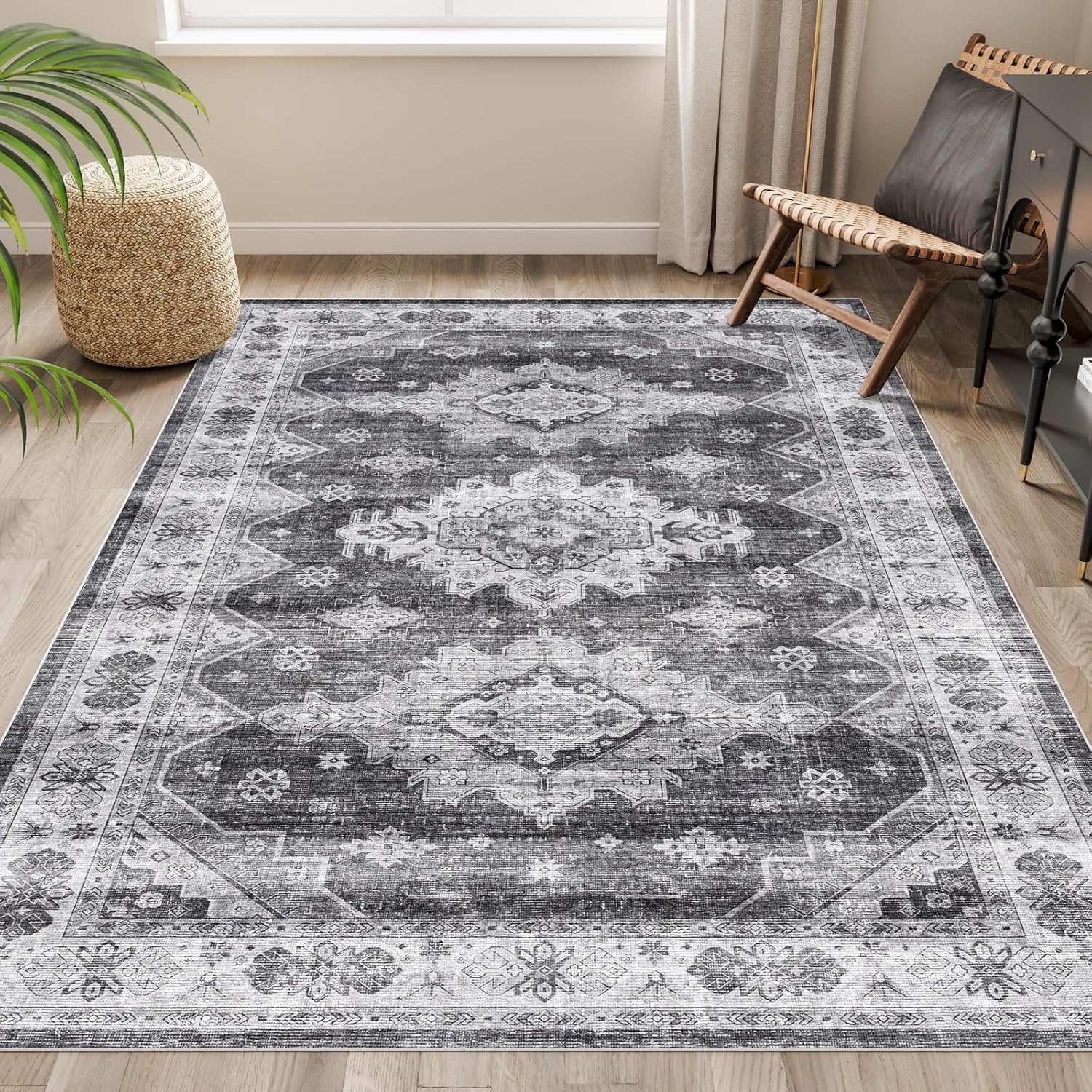 Dripex Vintage 5x7 Area Rugs -Large Washable Area Rug for Living Room Bedroom Or...