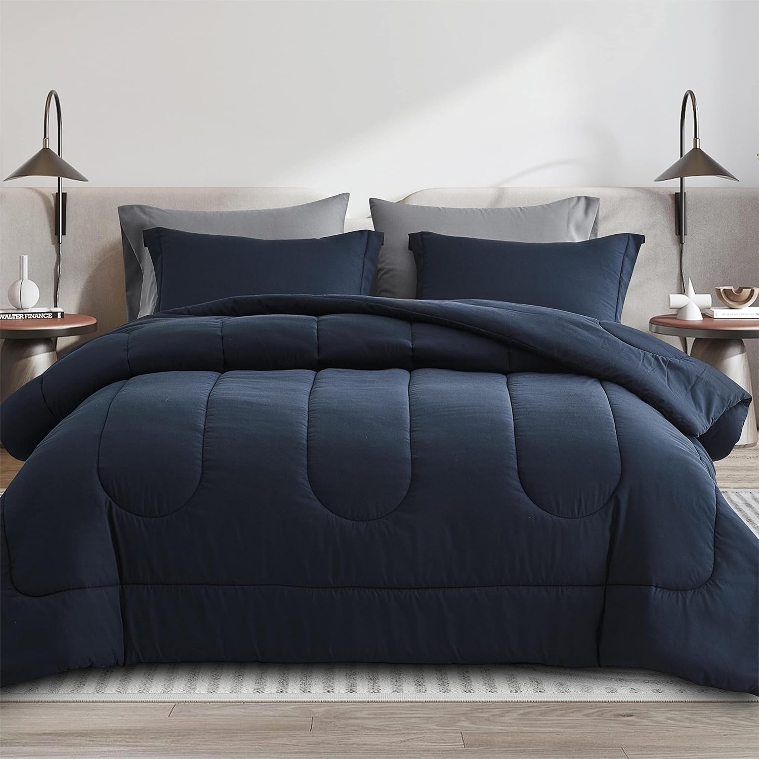 Maple&Stone Queen Size Comforter Set 7 Pieces Bed in a Bag - Down Alternative Be...