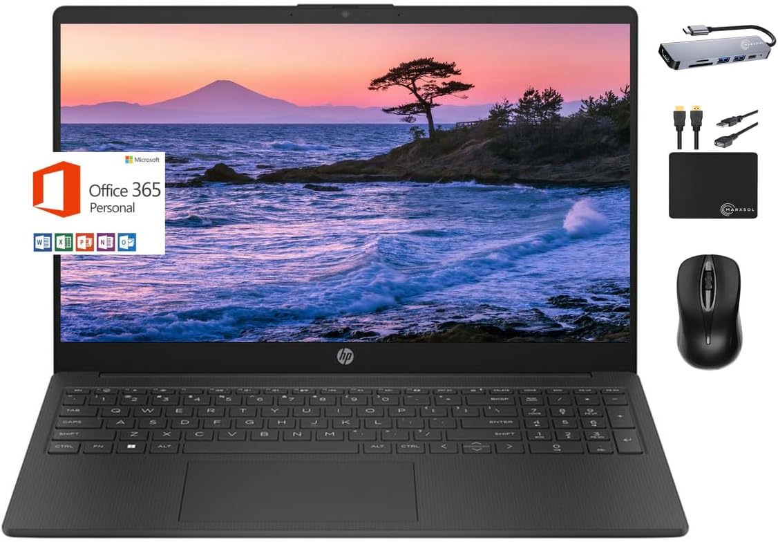 HP Laptop Computer 2024, 15.6" HD Display, Quad-Core Intel Processor N200, 8GB R...