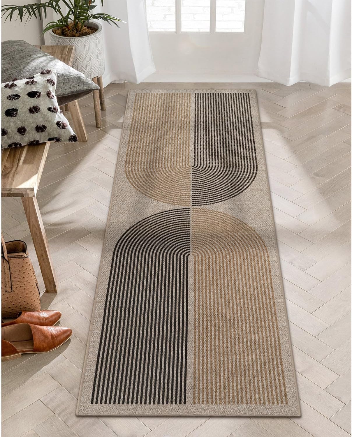 Lahome Modern Rainbow Easy Jute Rug, 2x6 Kitchen Runner Washable Rug Runners for...