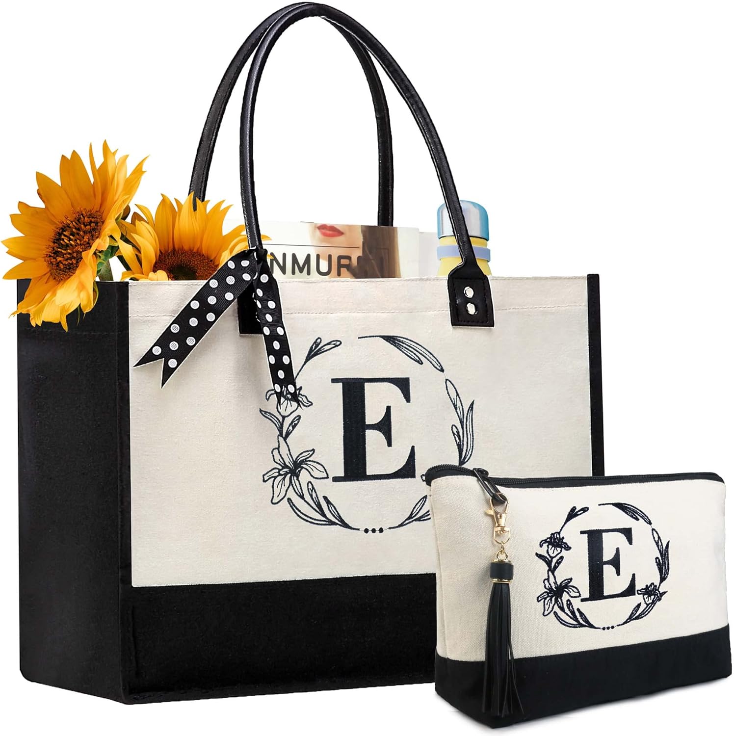 BeeGreen Personalized Gift for Women Initial Monogram Tote Bag for Mother Friend...