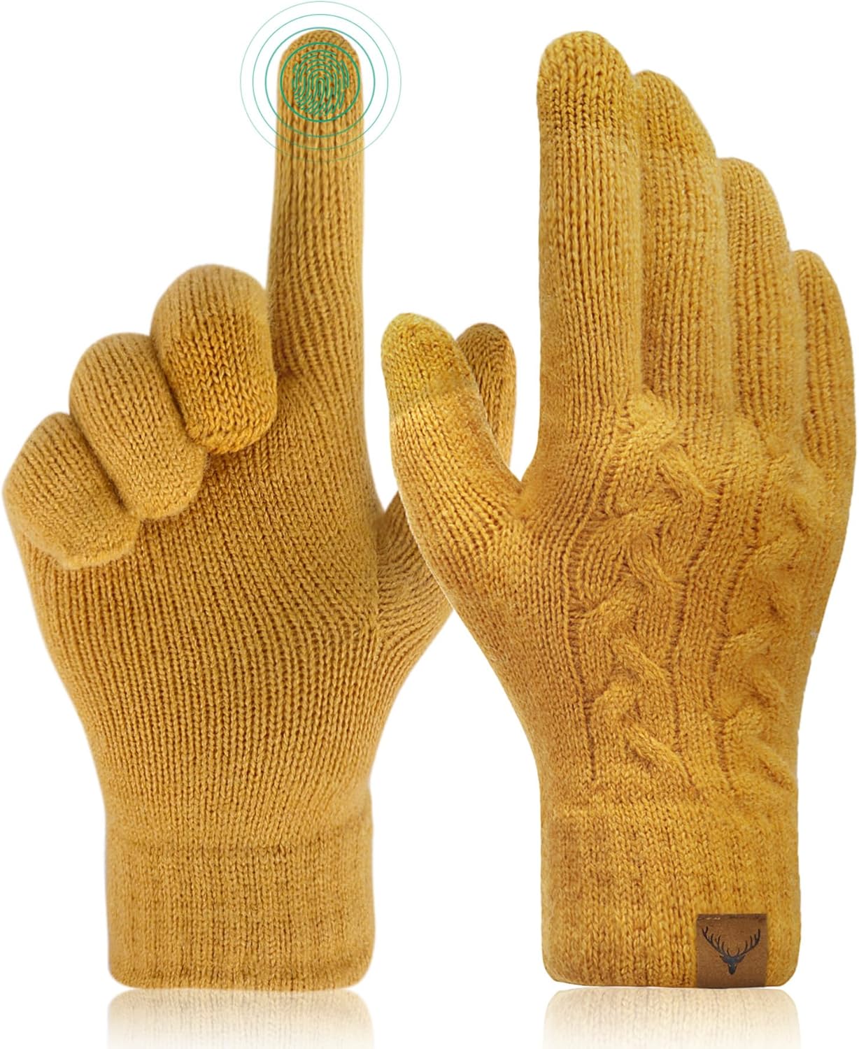 BLURBE Winter Touch Screen Gloves - Thermal Gloves Womens Ladies Thickened Knitt...