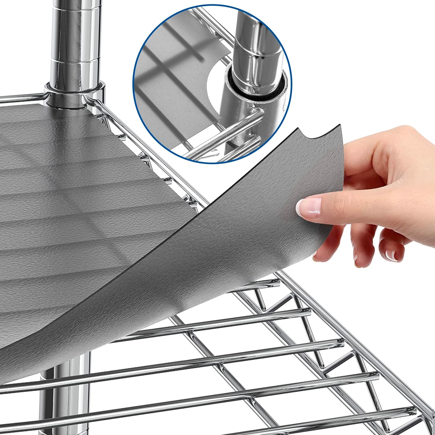 Shelf Liners for Wire Shelf System - Set of 4 in Graphite - 18 x 48 inch - Plast...