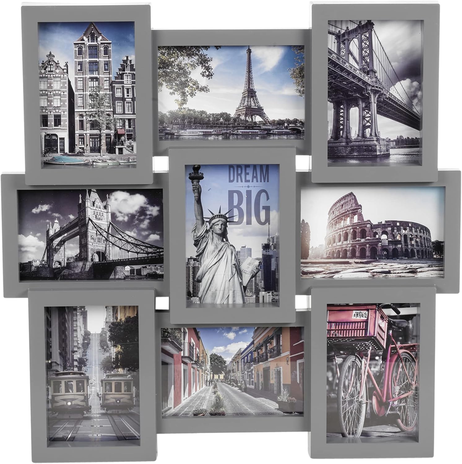 Large Multi Aperture Collage Picture Frame Holds 9/11/18 Photos 6x4 Wood Look (9...