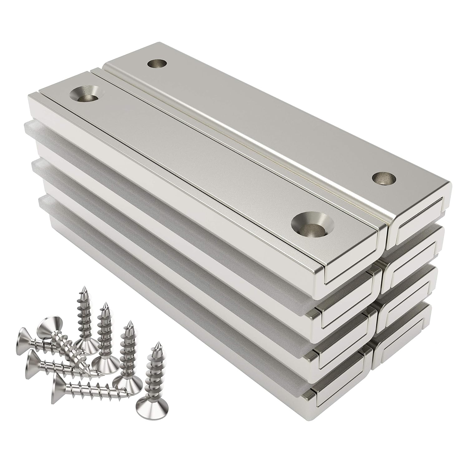 Magnetpro 8 Pieces Rectangular Magnets 70 LB Force 60 x 13.5 x 5 mm with Counter...