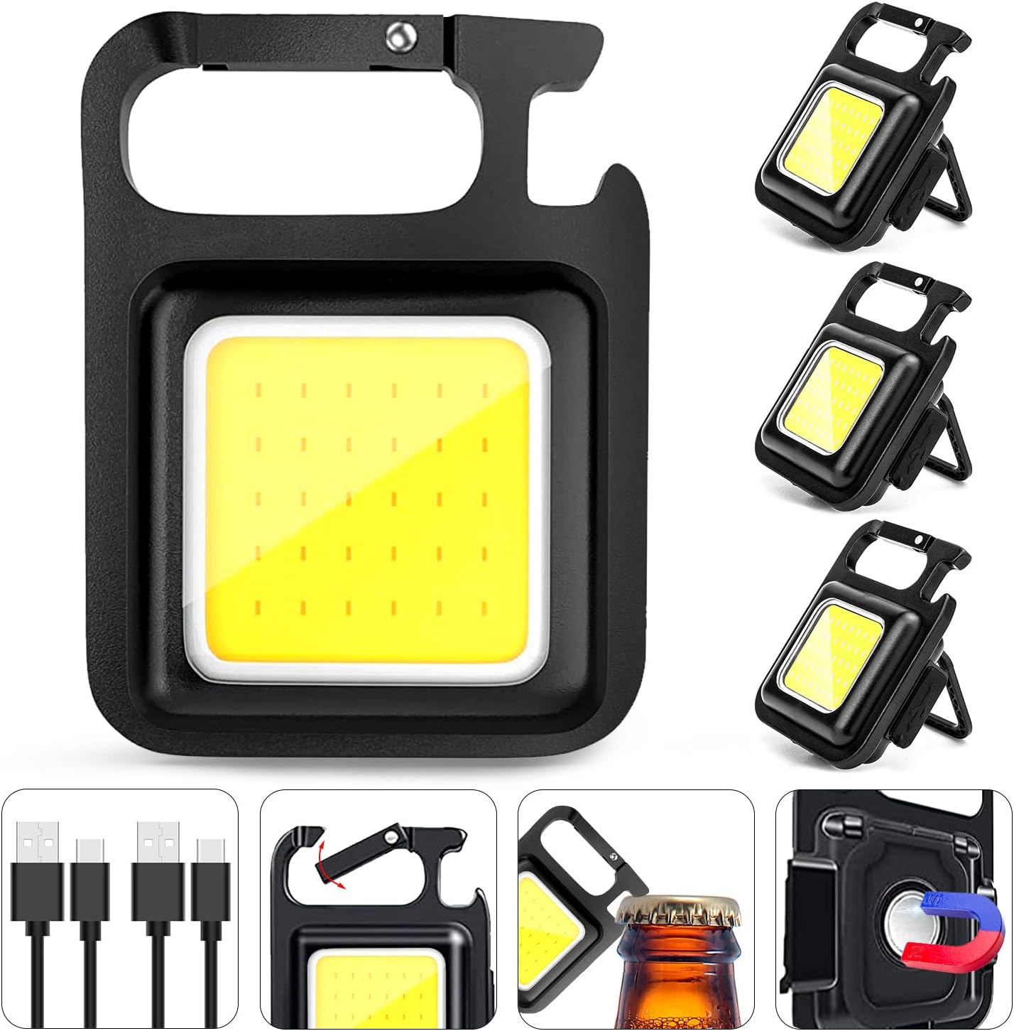 MAKDAK Keychain Flashlight Cob Keychain Work Light 4 Light Modes Small Emergency...